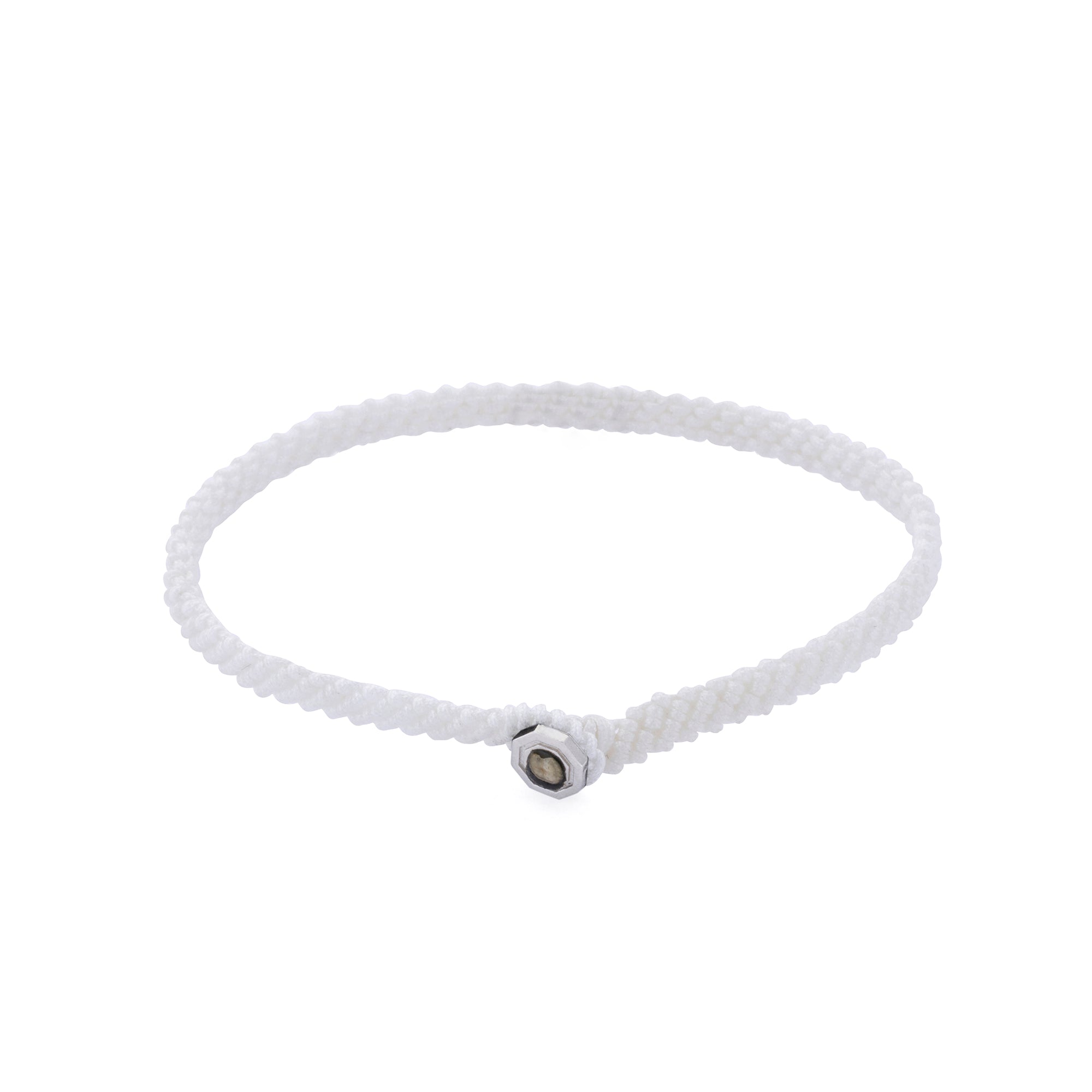 White Macrame Bracelet in Silver