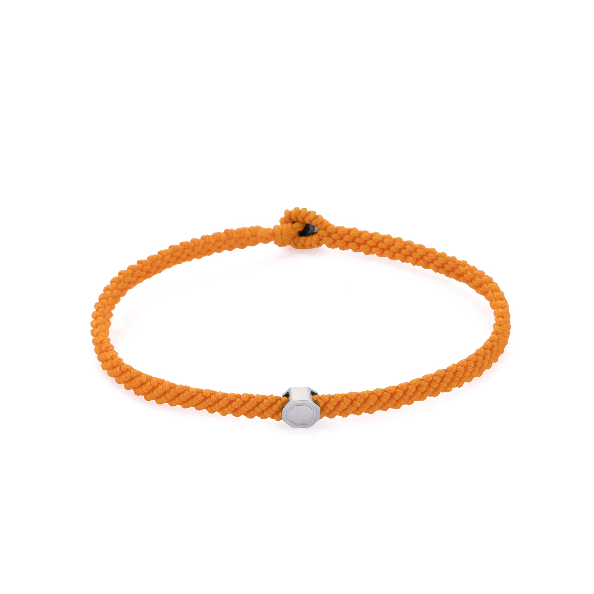 Orange Macrame Bracelet in Silver