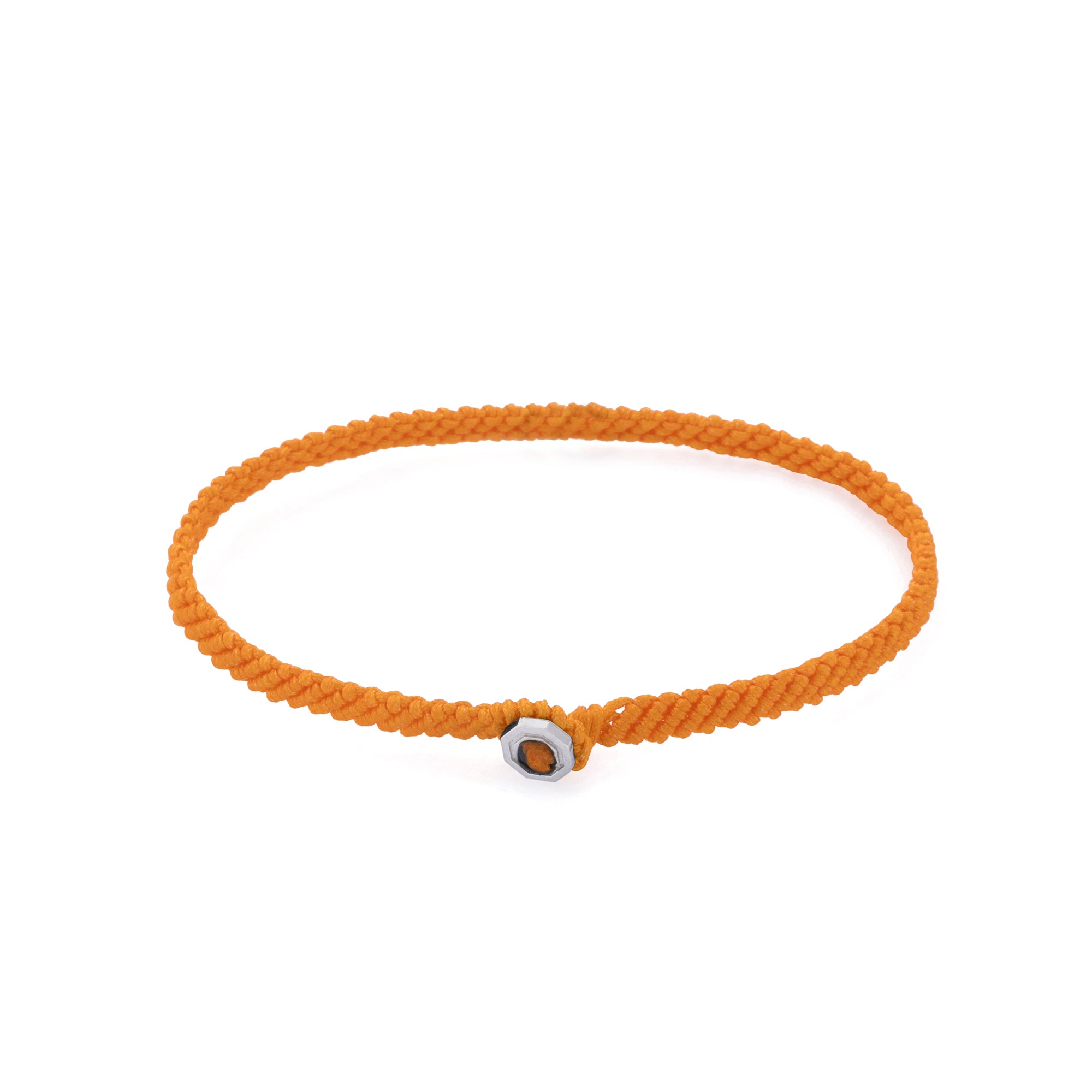 Orange Macrame Bracelet in Silver