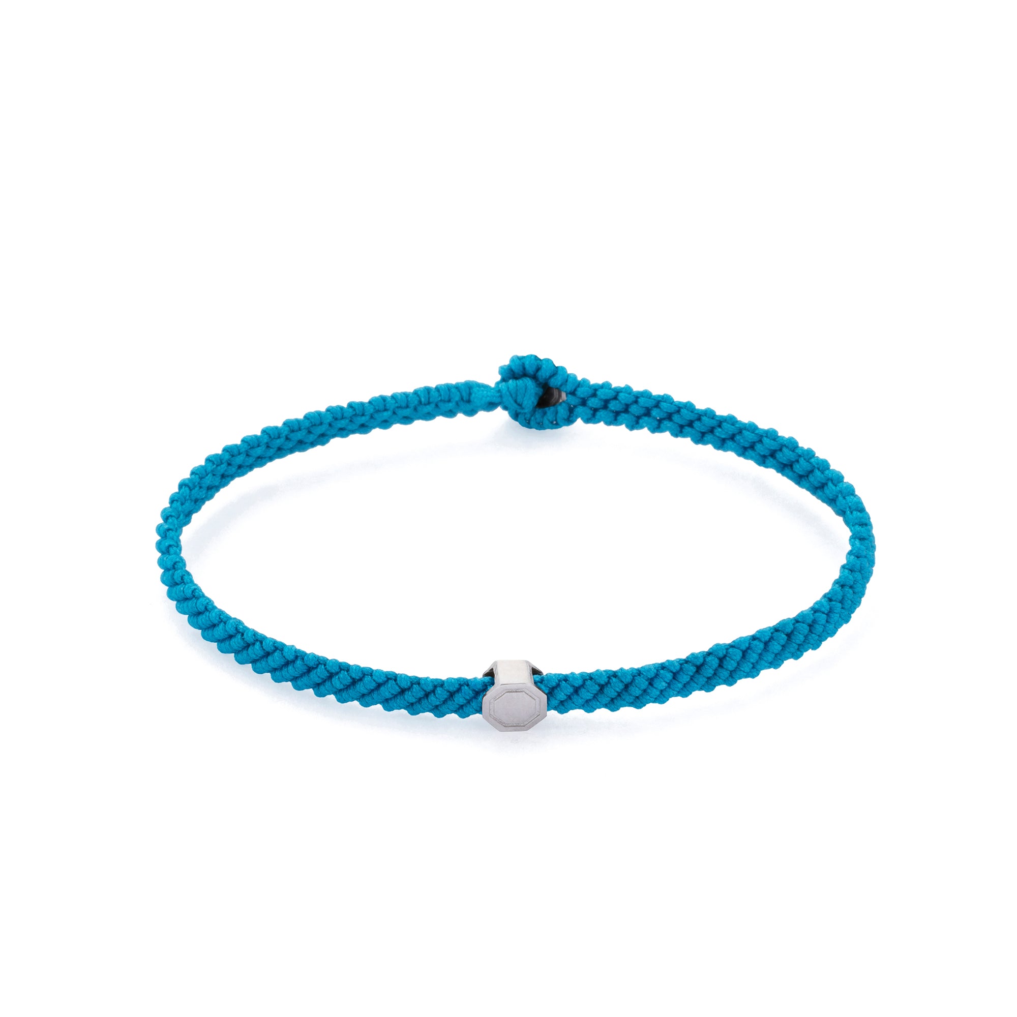 Blue Macrame Bracelet in Silver