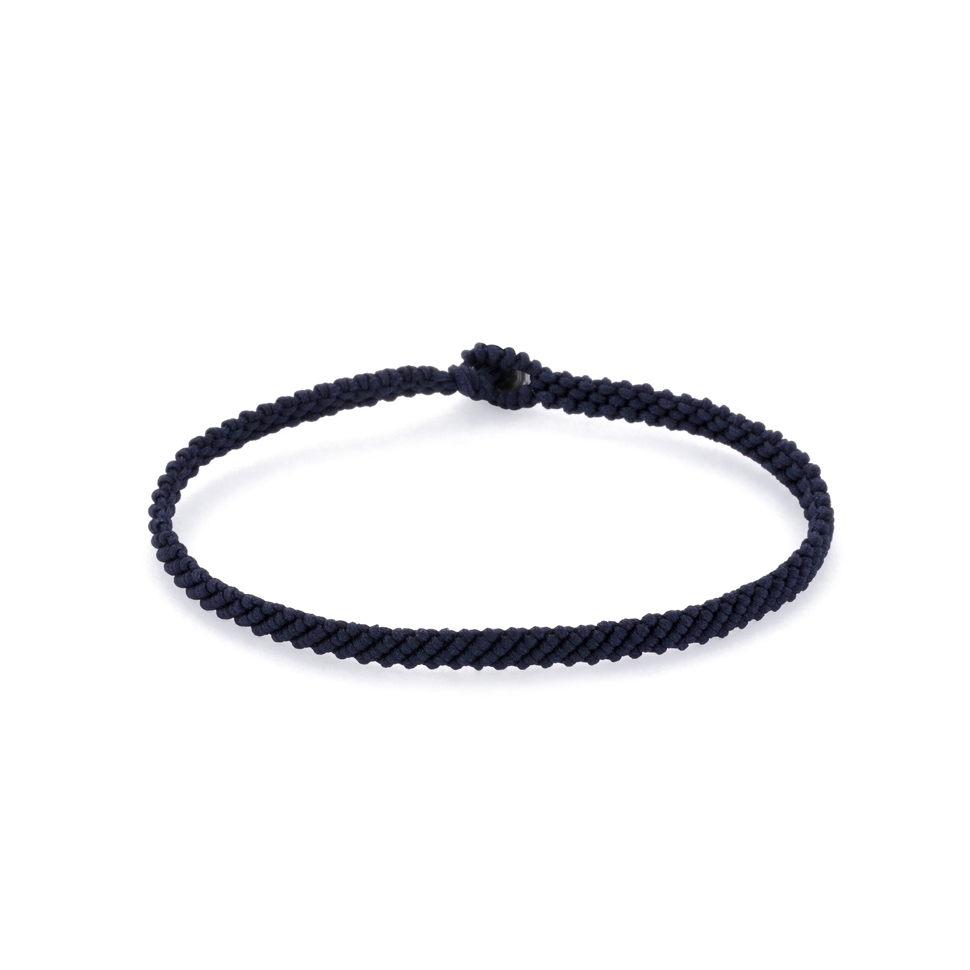 Navy Blue Macrame Bracelet in Silver