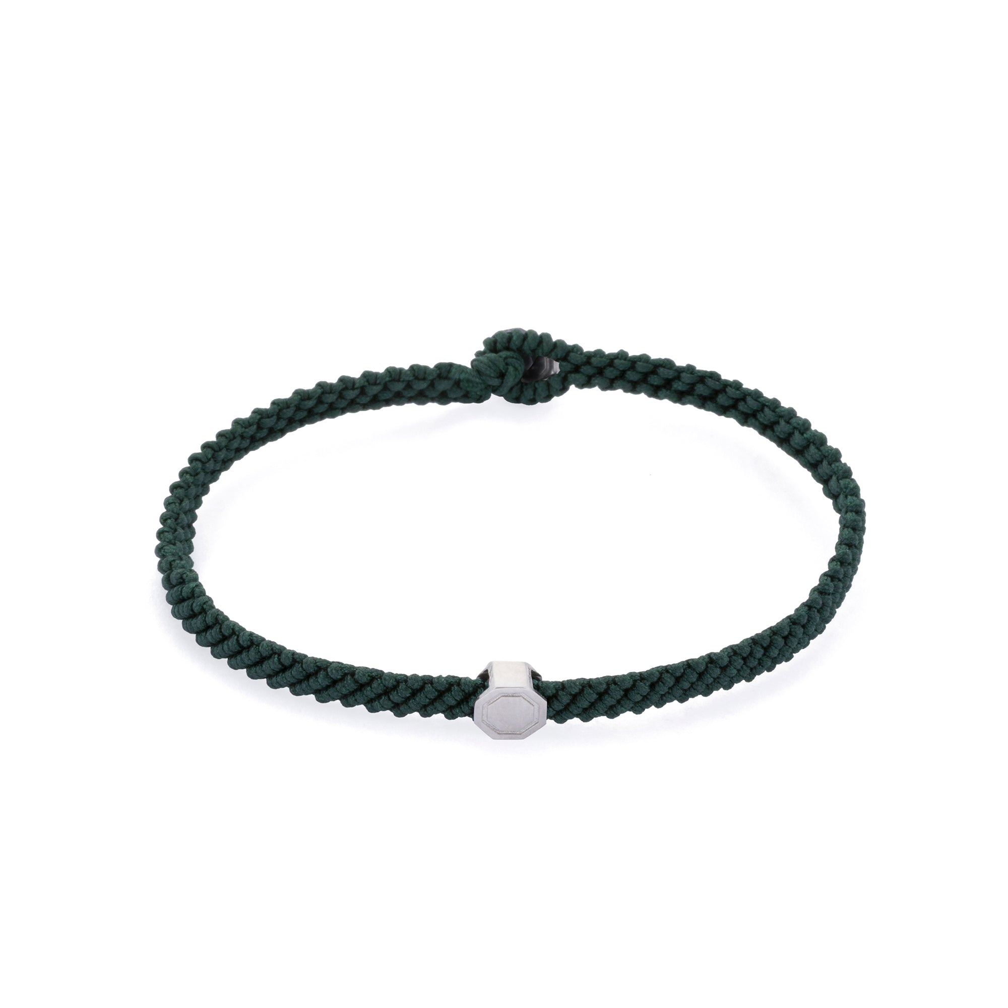 Green Macrame Bracelet in Silver