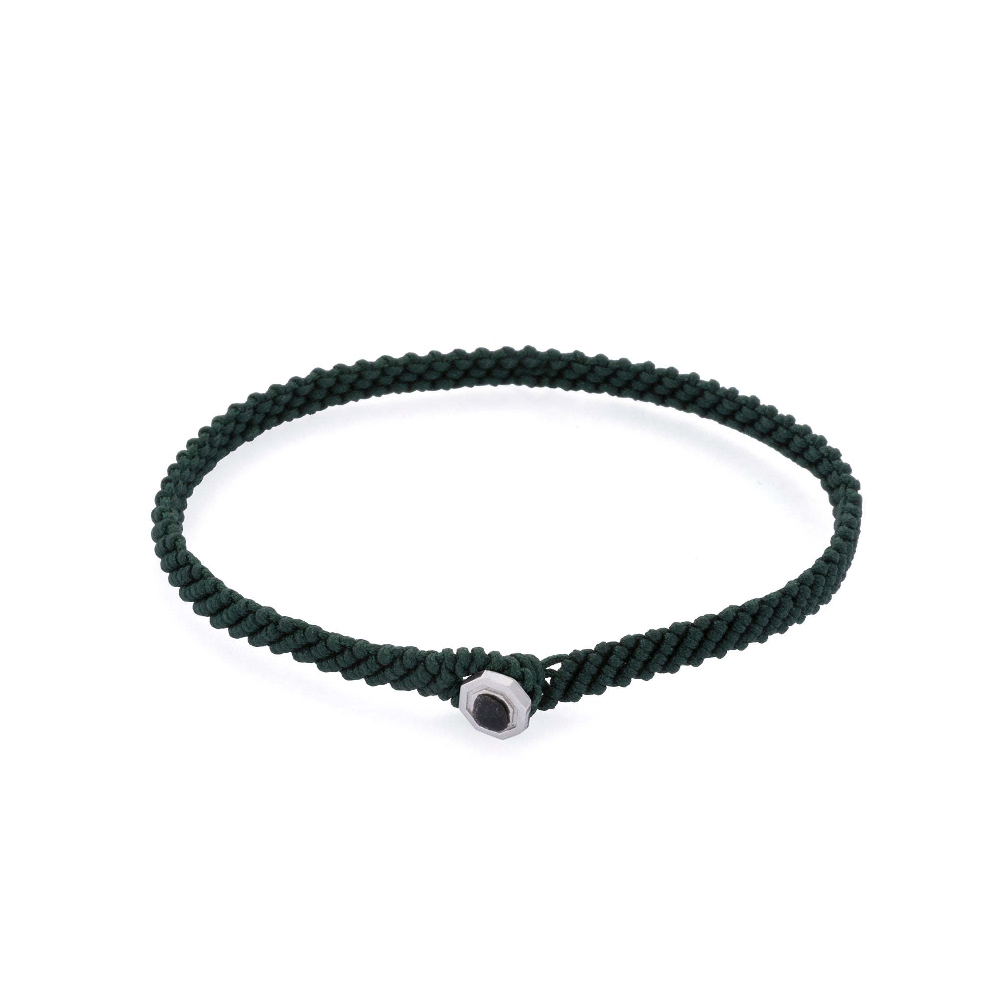 Green Macrame Bracelet in Silver