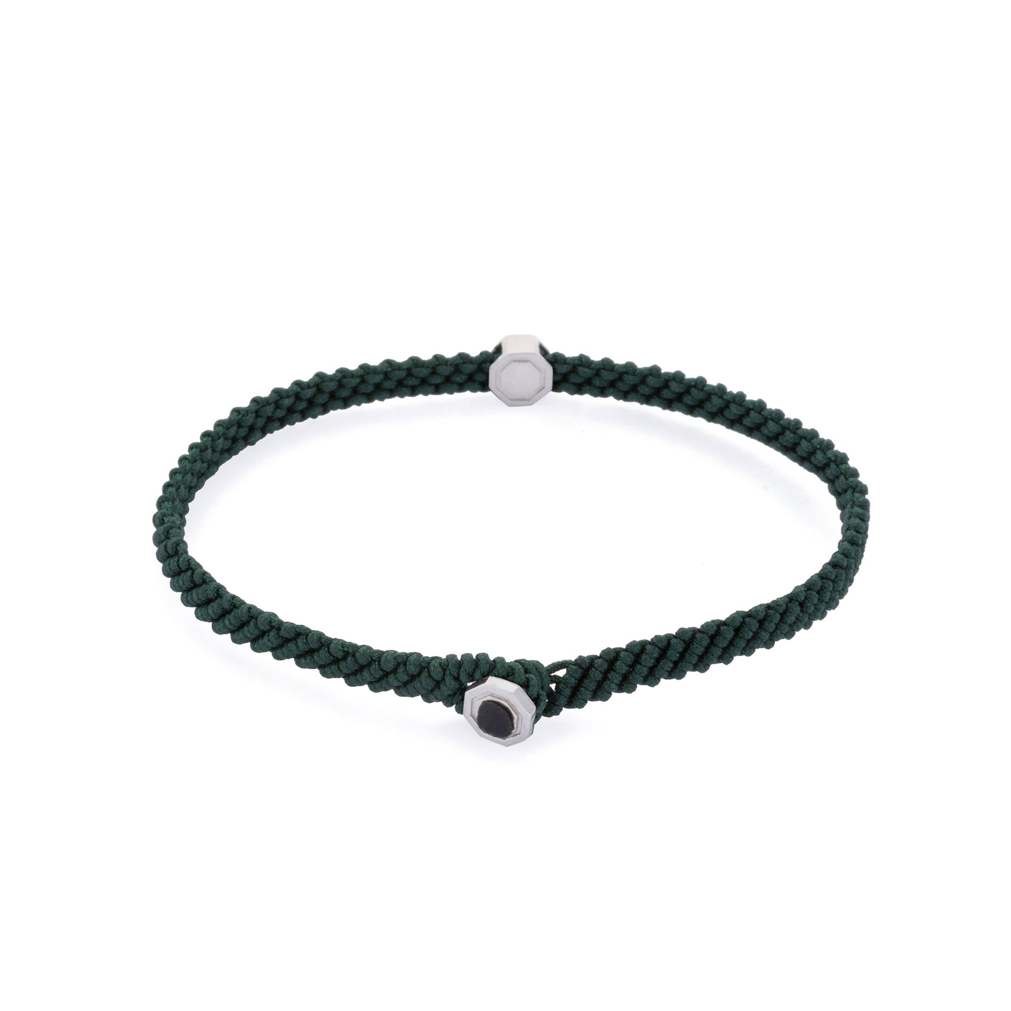 Green Macrame Bracelet in Silver