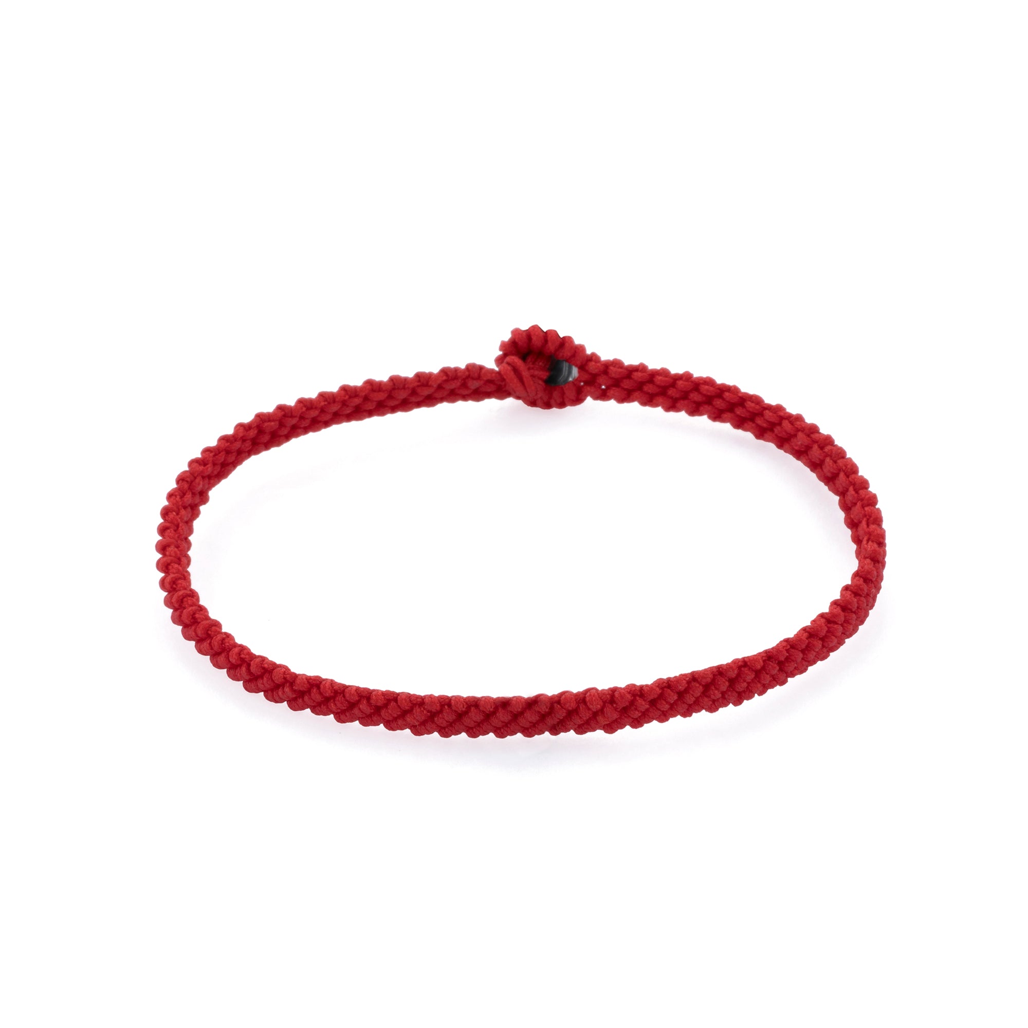 Red Macrame Bracelet in Silver