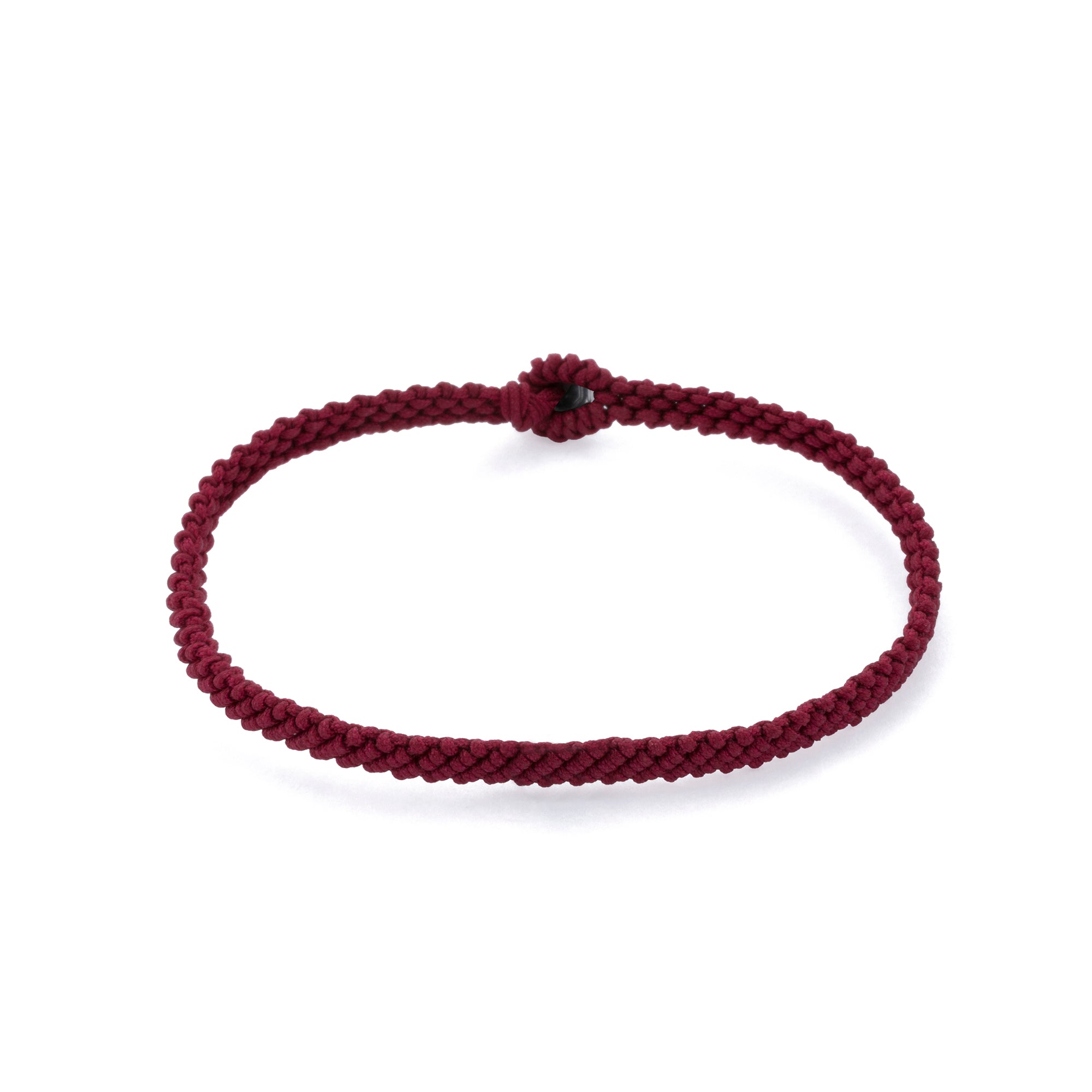 Claret Red Macrame Bracelet in Silver