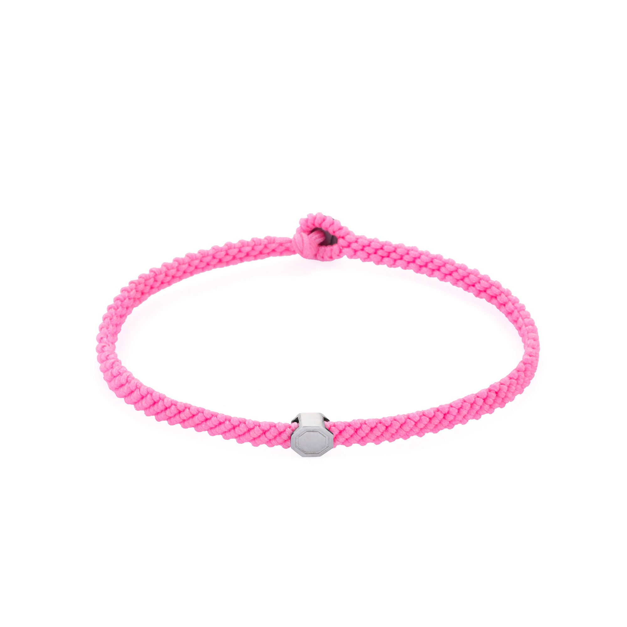 Pink Macrame Bracelet in Silver