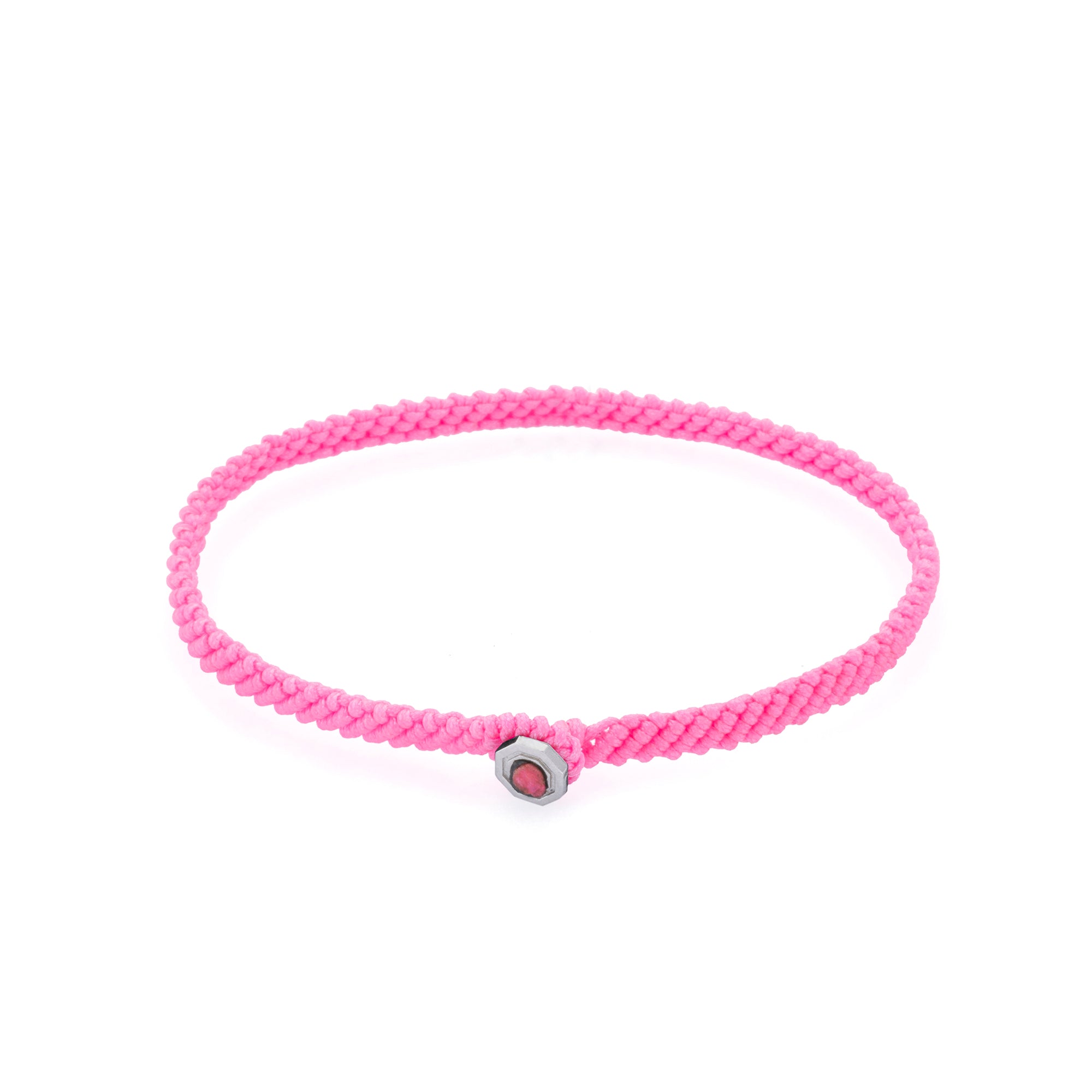 Pink Macrame Bracelet in Silver