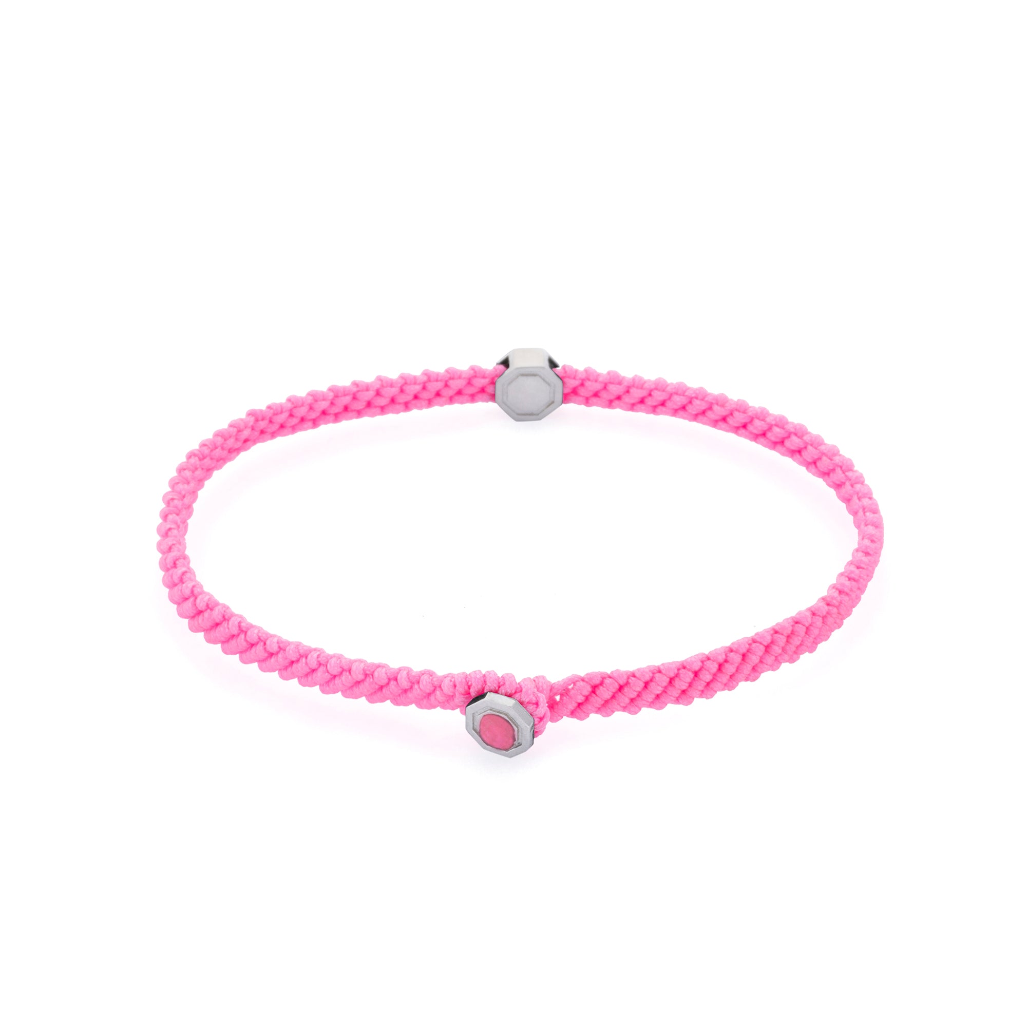Pink Macrame Bracelet in Silver