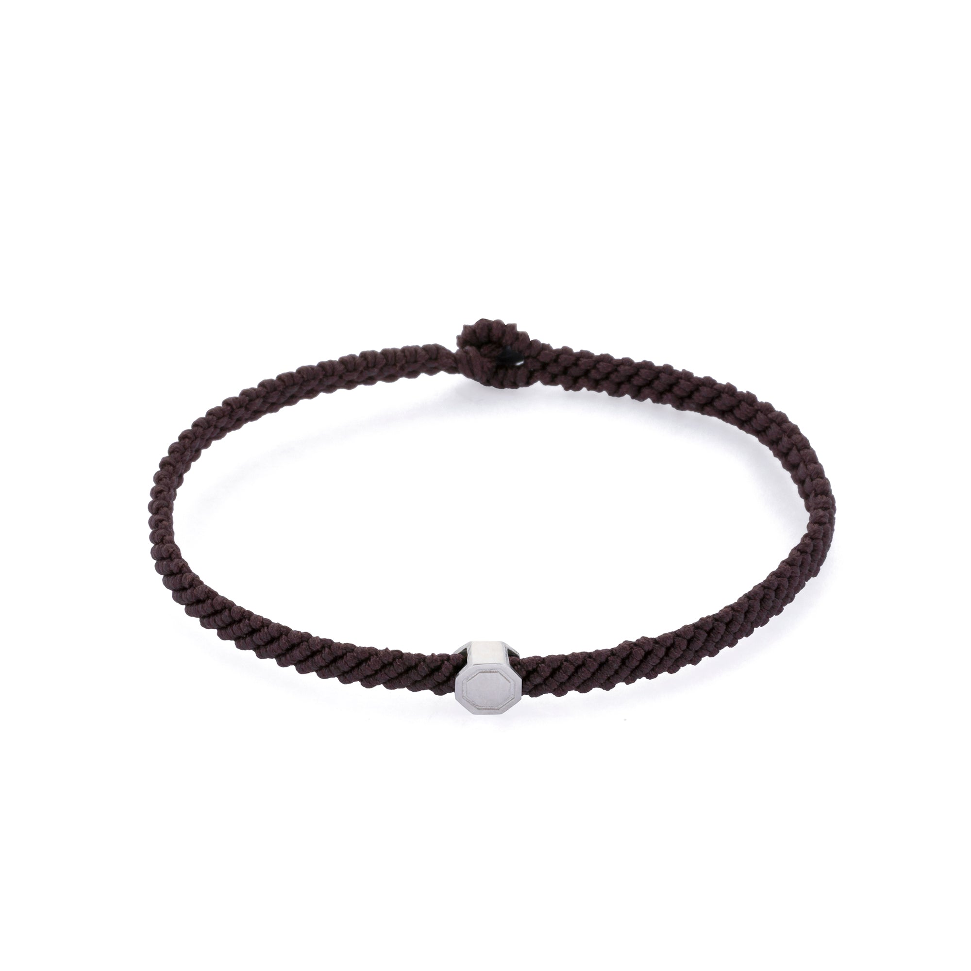Brown Macrame Bracelet in Silver