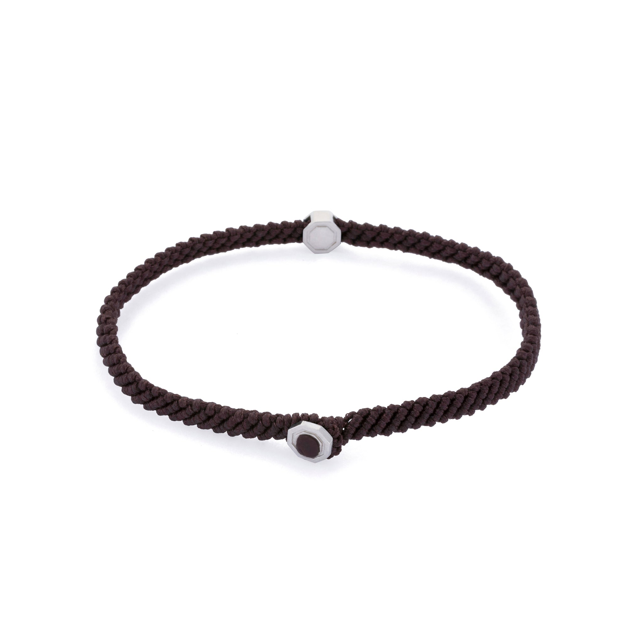Brown Macrame Bracelet in Silver