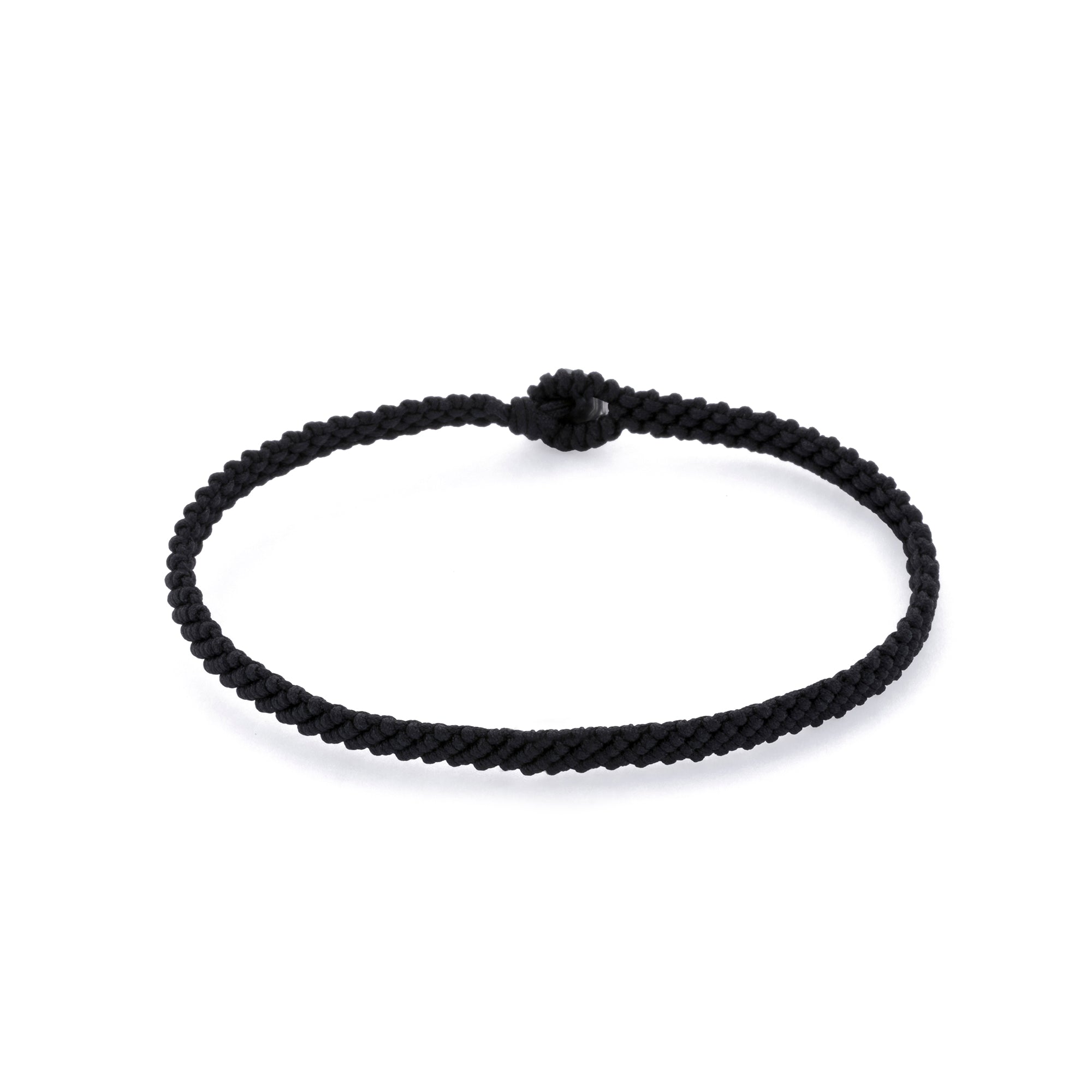 Black Macrame Bracelet in Silver