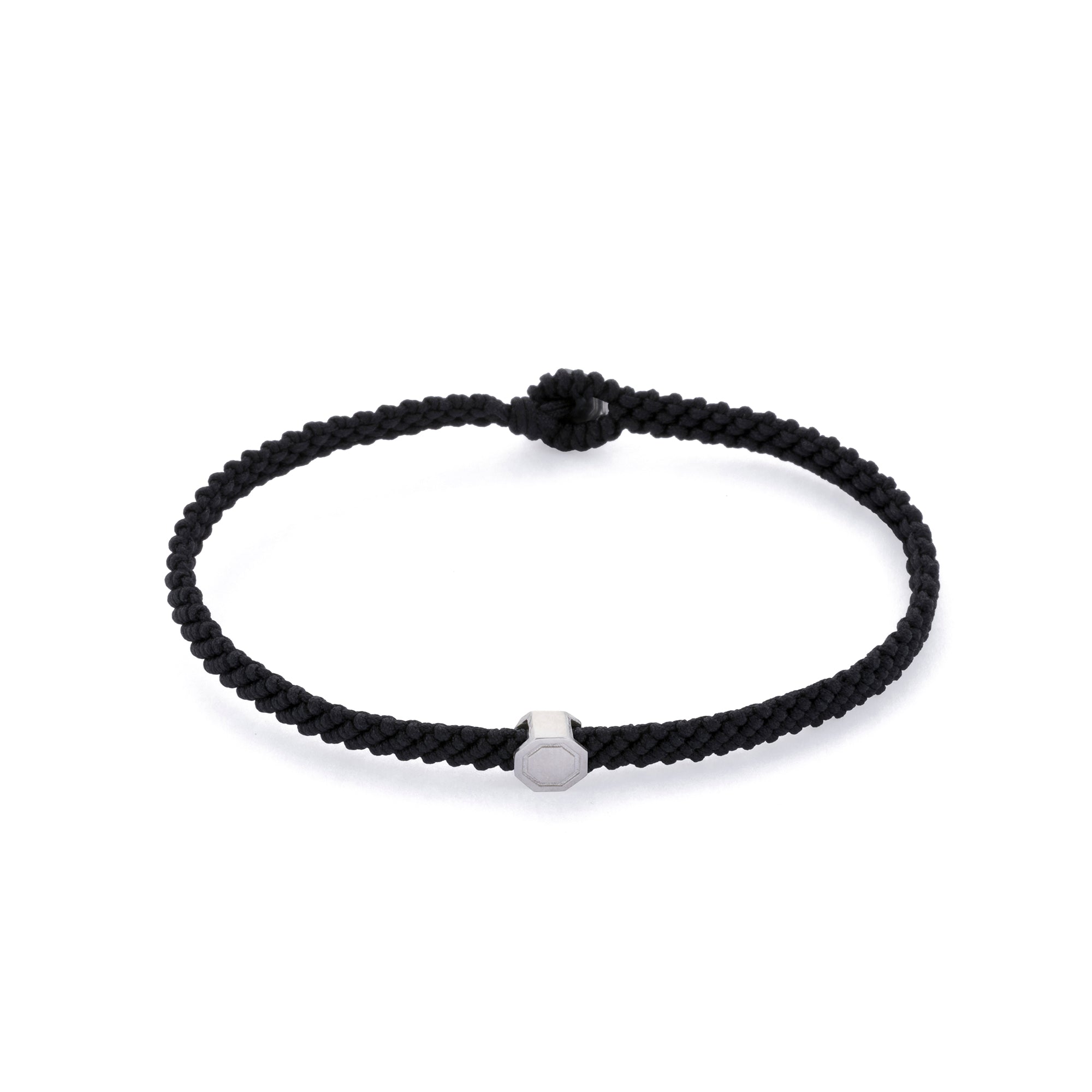 Black Macrame Bracelet in Silver