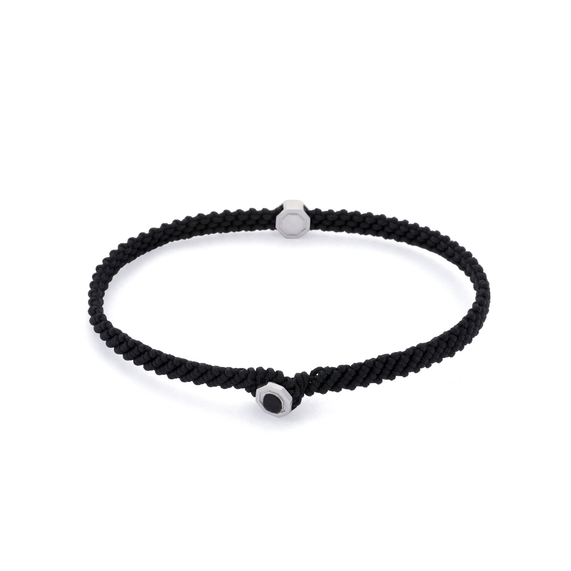 Black Macrame Bracelet in Silver