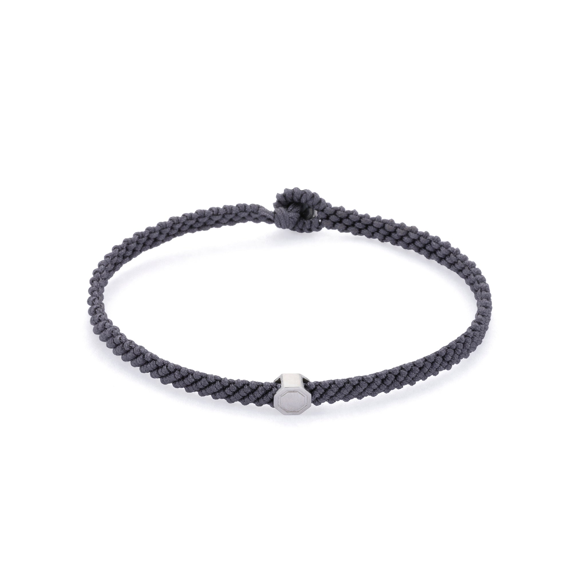 Grey Macrame Bracelet in Silver