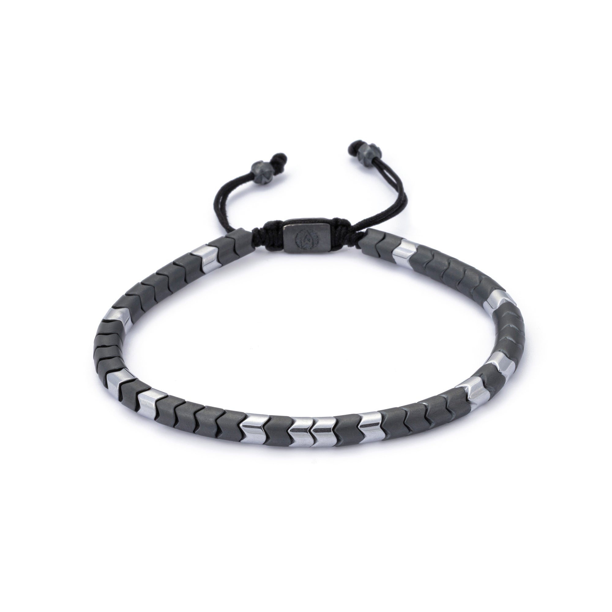 Silver and Oxide Rolo Hematite Bracelet