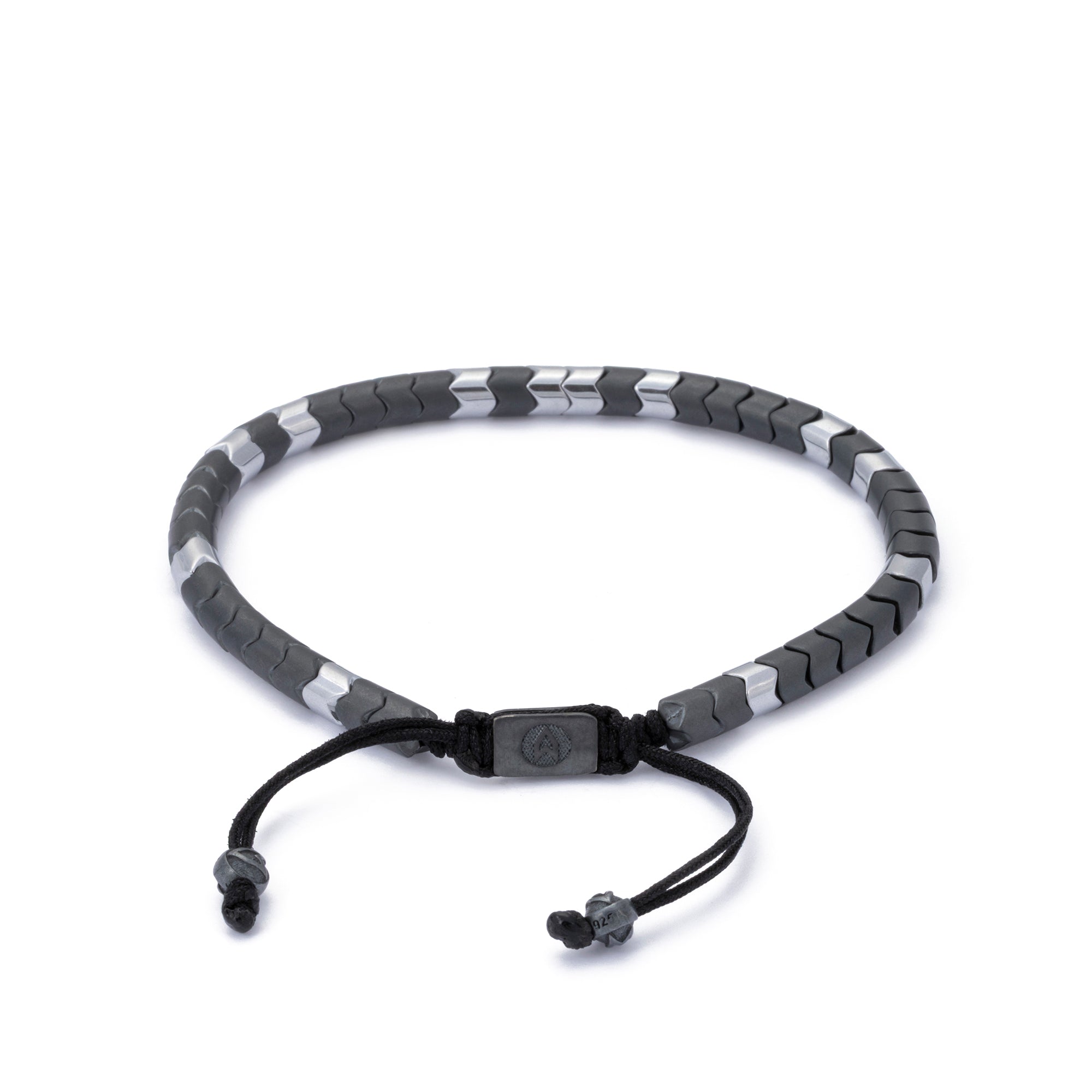 Silver and Oxide Rolo Hematite Bracelet