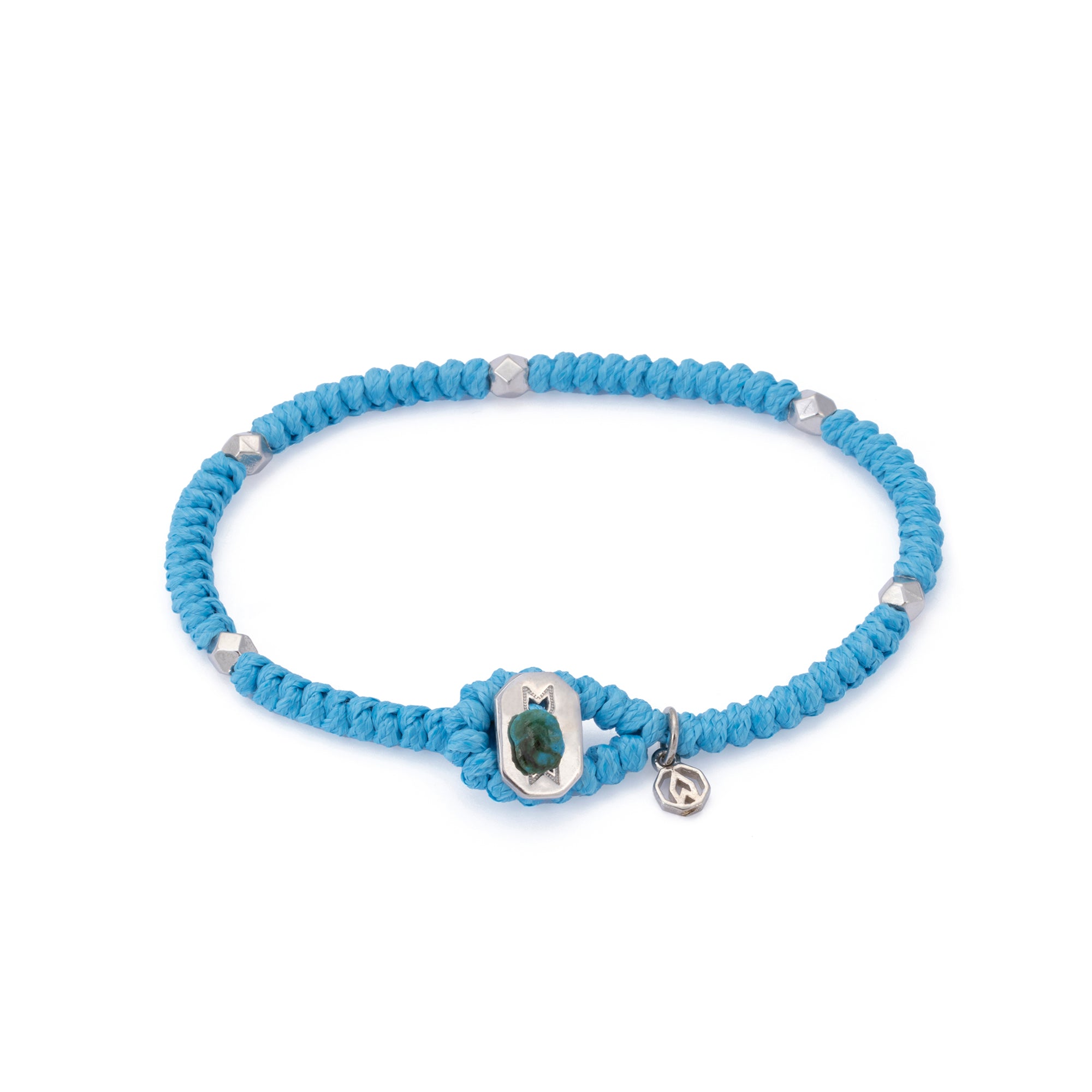 Light Blue Snake Knot Bracelet in Silver