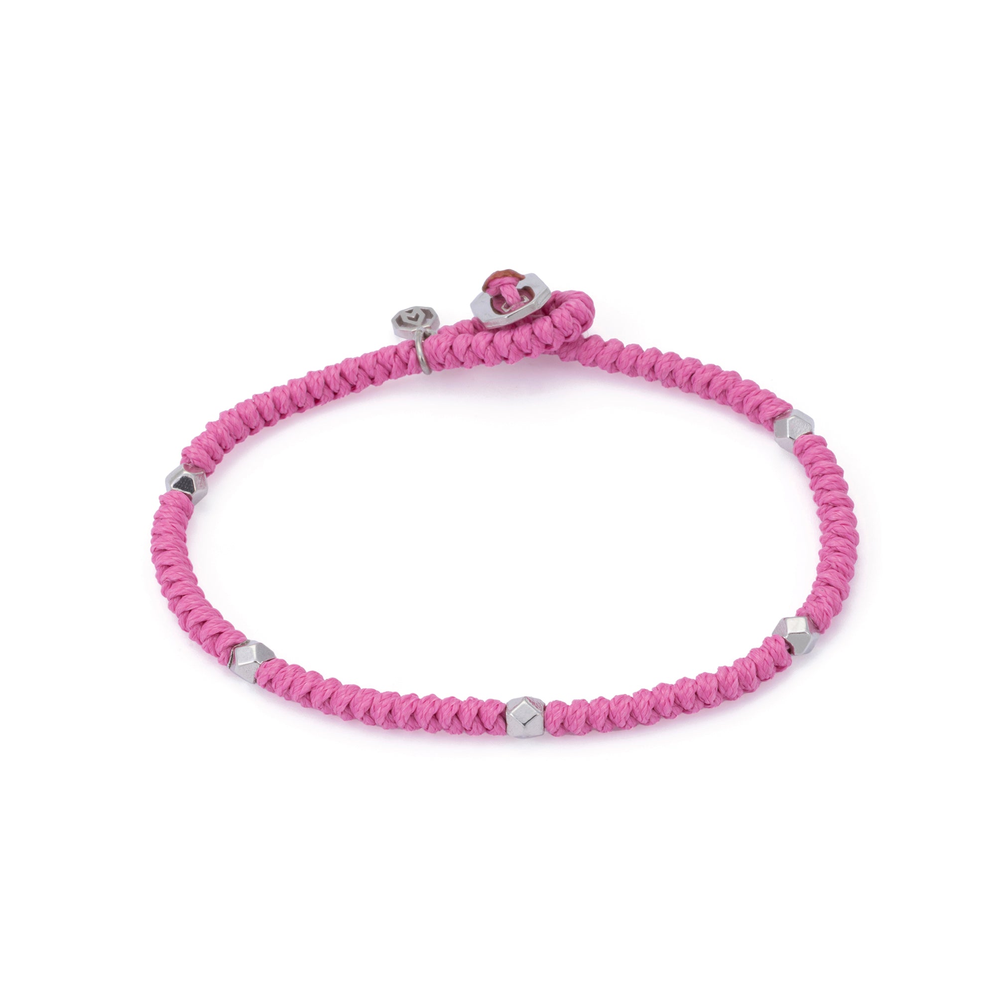 Pink Snake Knot Bracelet in Silver