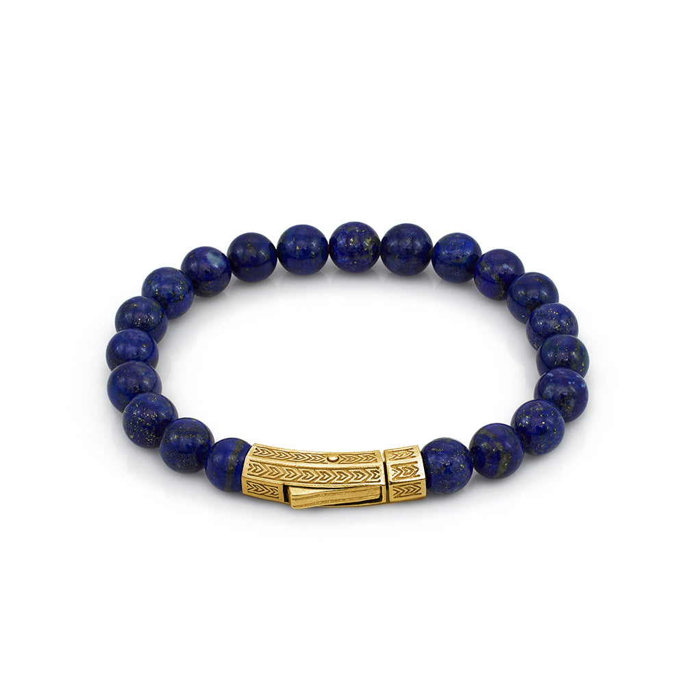 Thick Lapis Bracelet in Gold