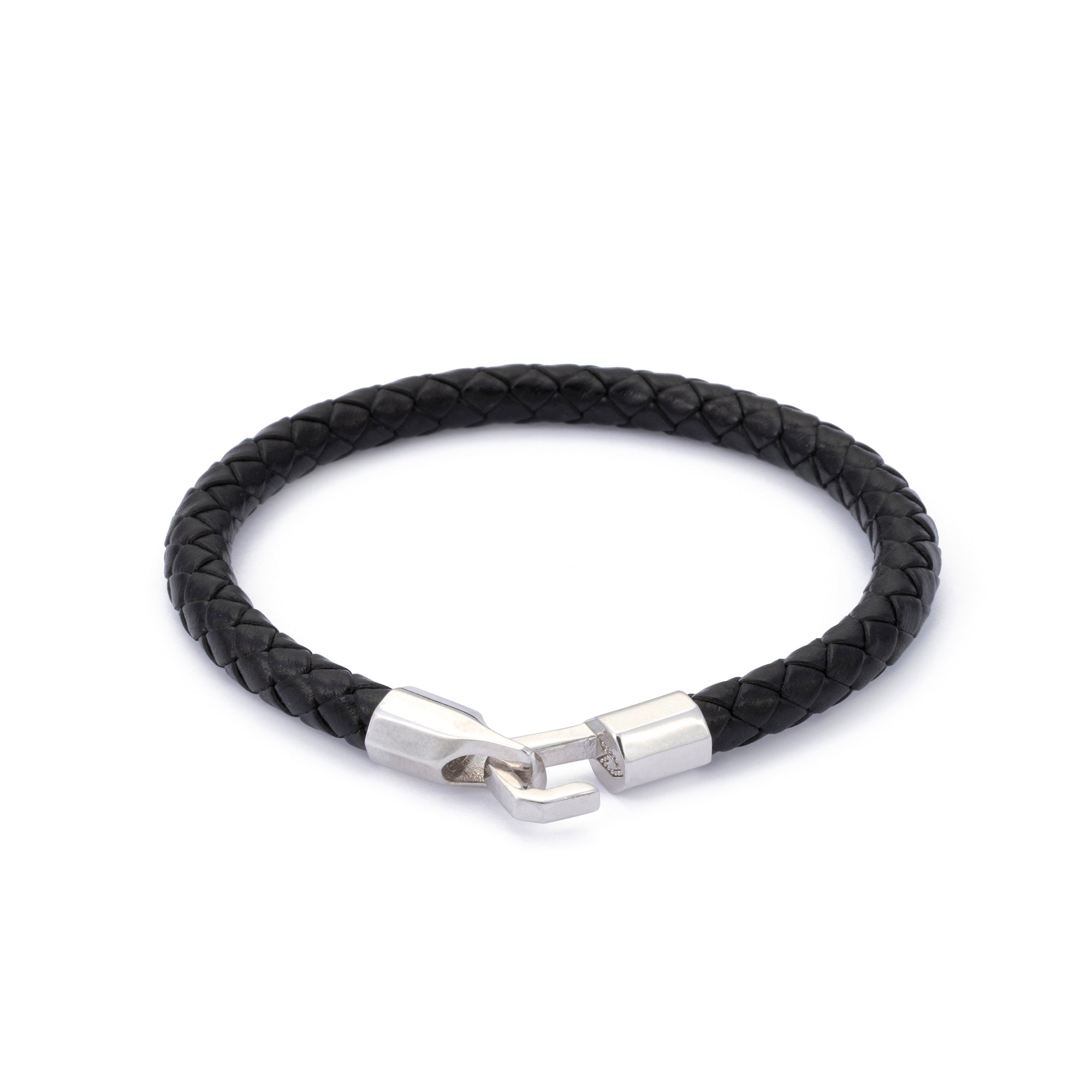 Thick Leather Bracelet in Silver