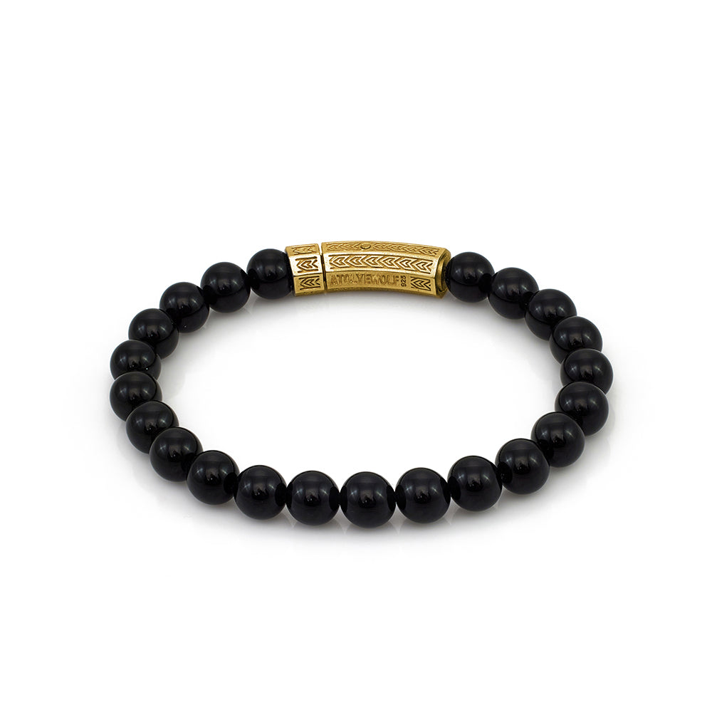 Thick Onyx Bracelet in Gold