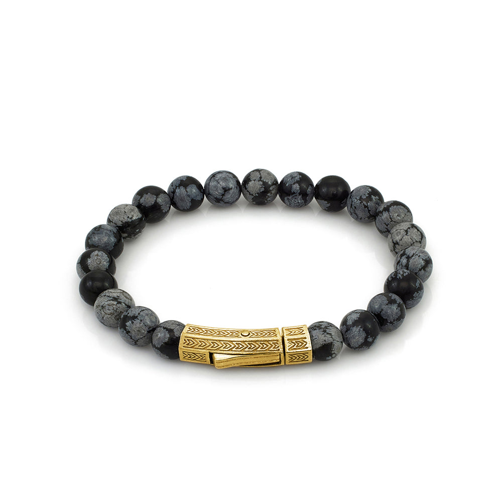Thick Obsidian Bracelet in Gold