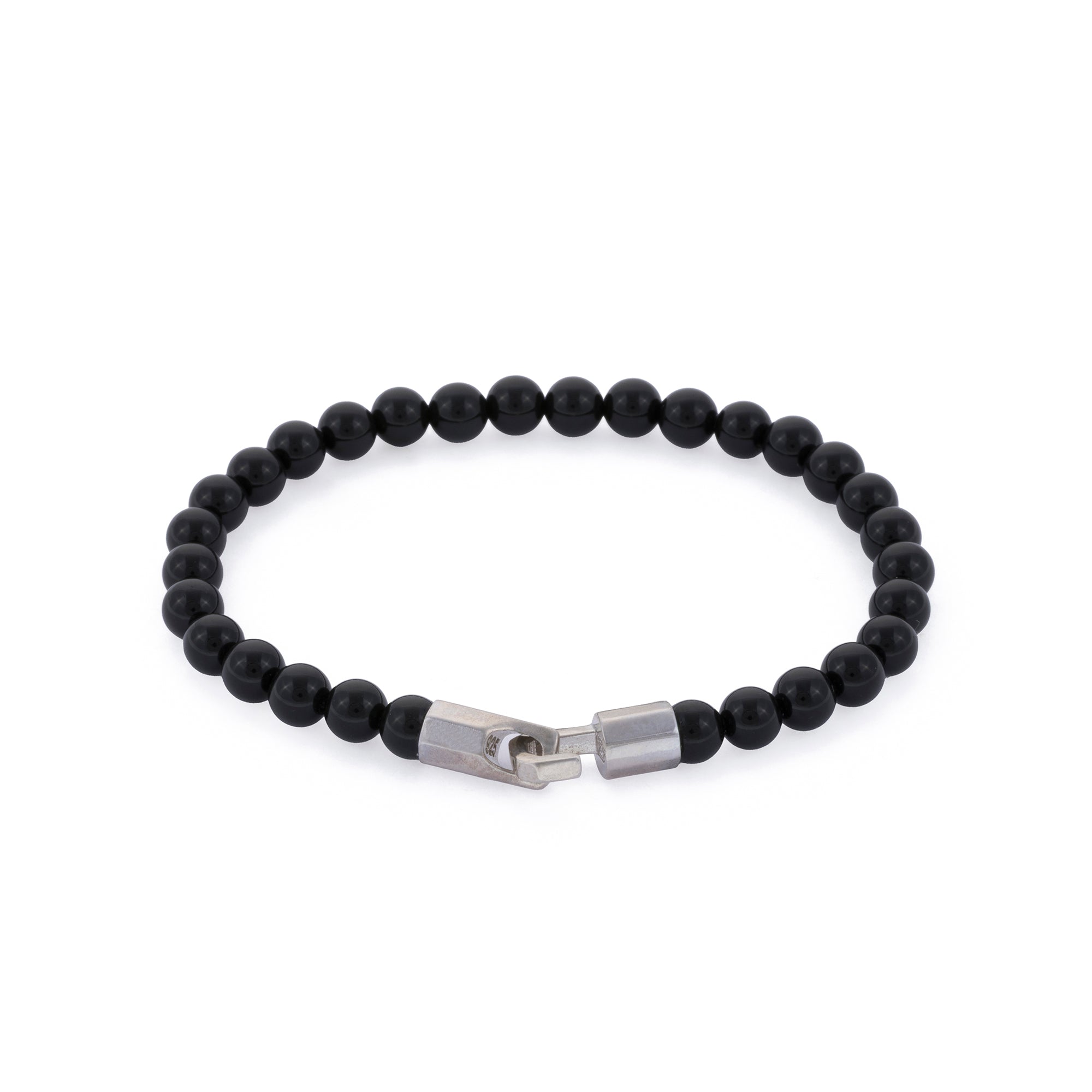 Thick Stone Bracelet in Silver