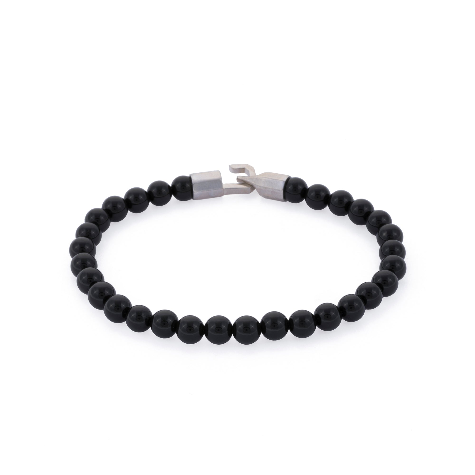 Thick Stone Bracelet in Silver