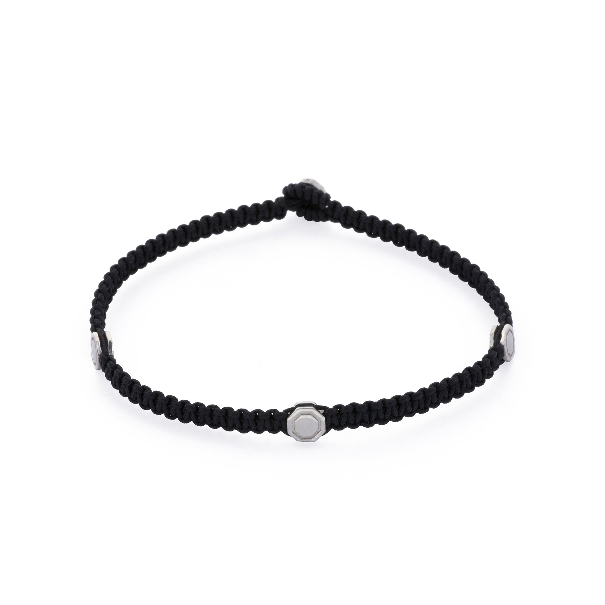 Three Octagon Macrame Bracelet in Silver