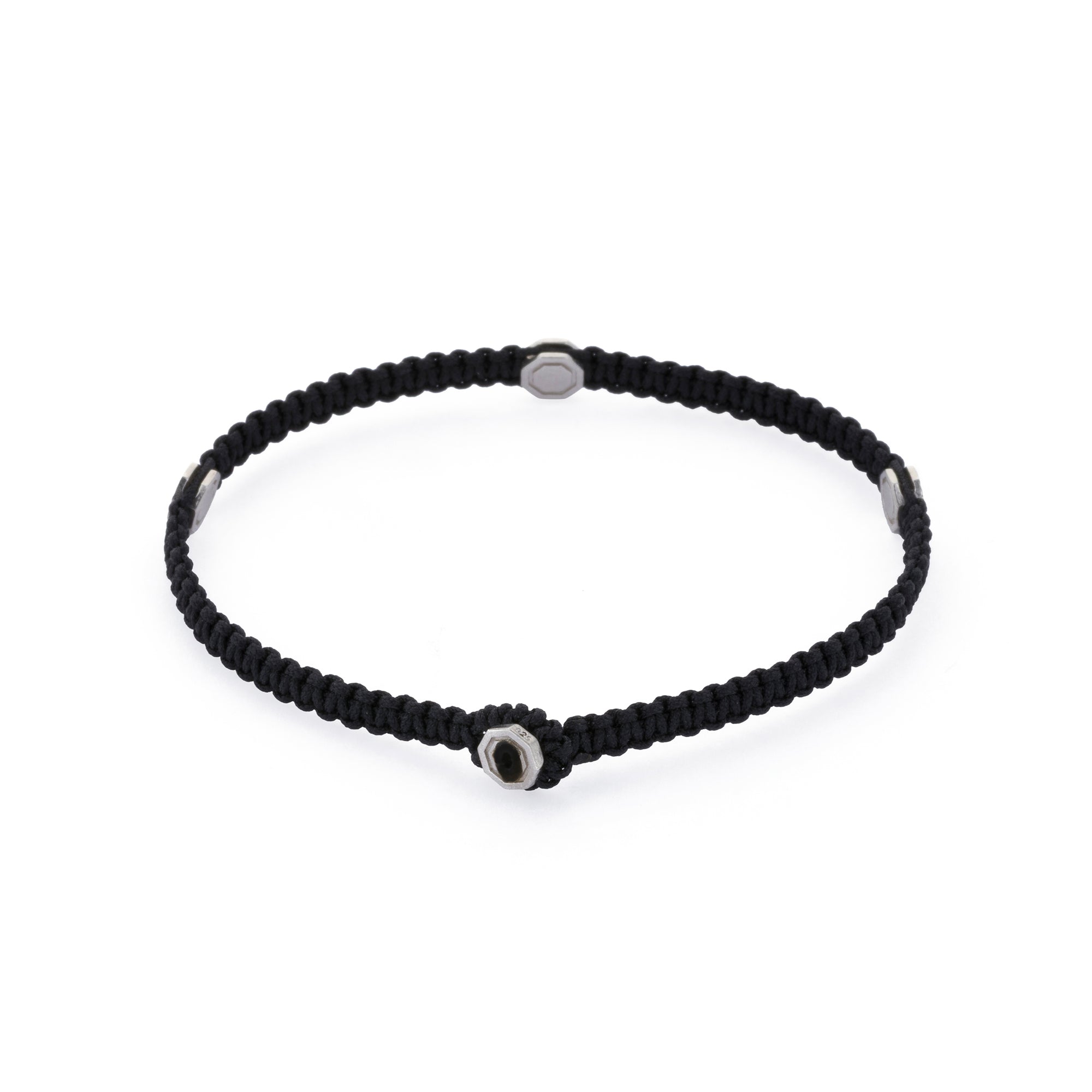Three Octagon Macrame Bracelet in Silver