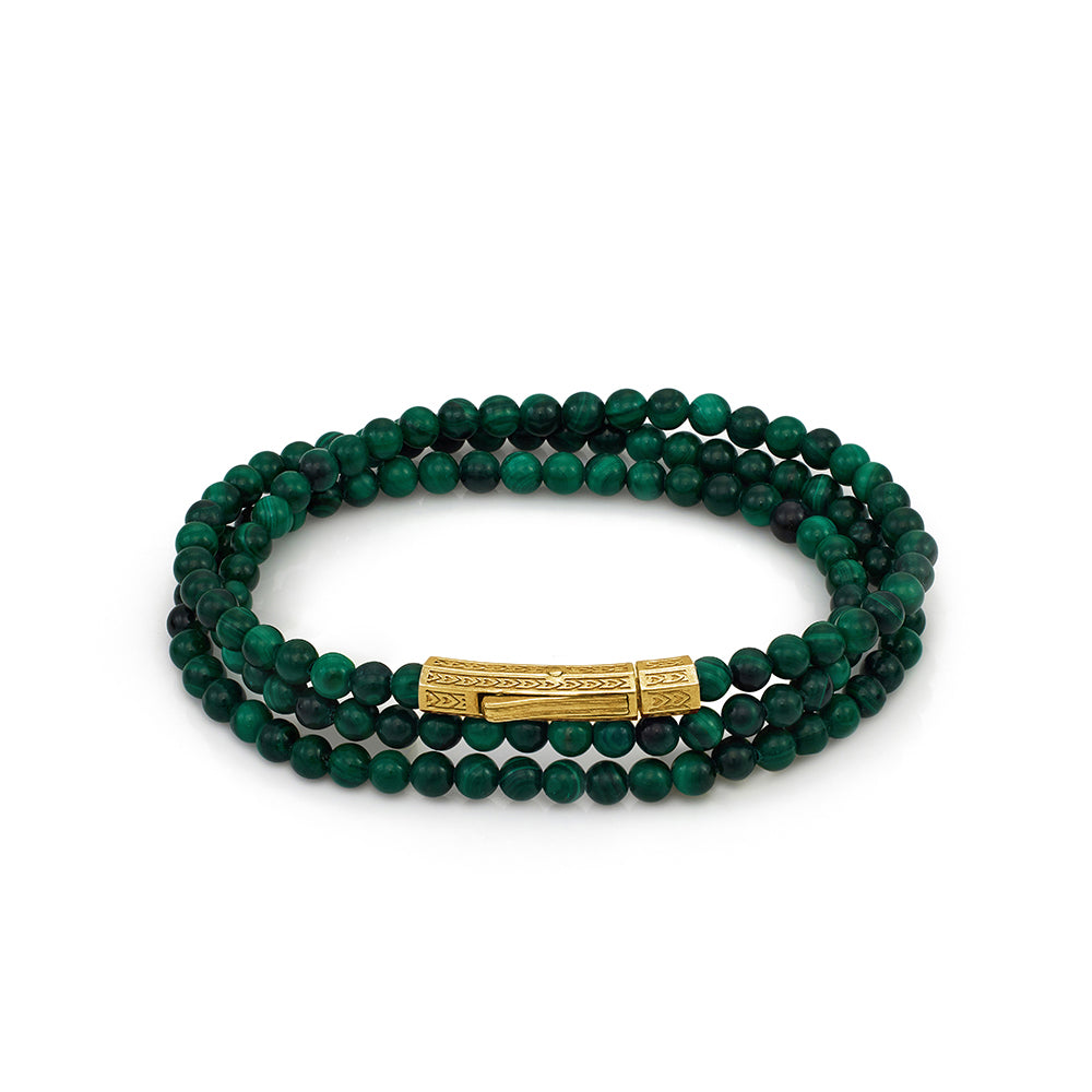 Triple Malachite Bracelet in Gold