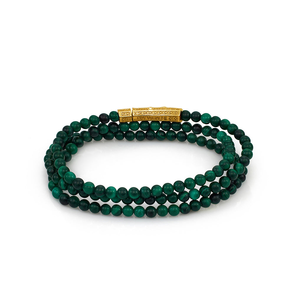 Triple Malachite Bracelet in Gold