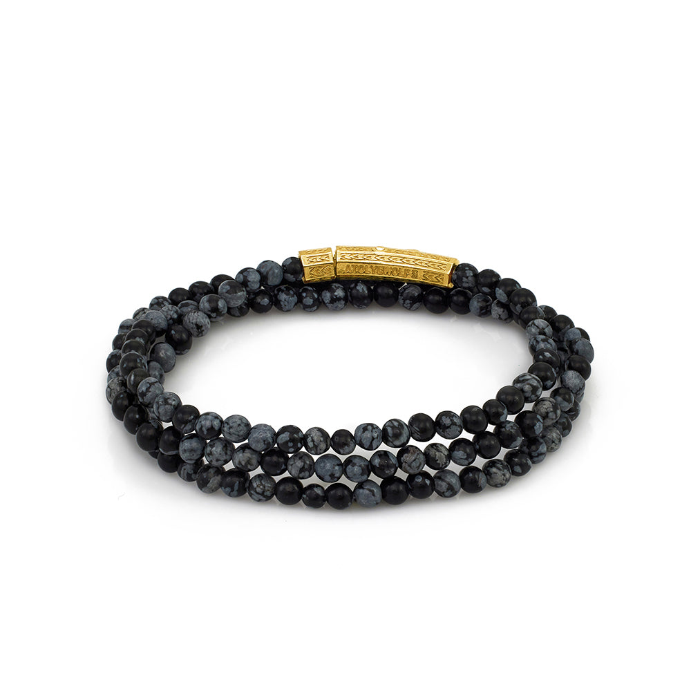 Triple Obsidian Bracelet in Gold