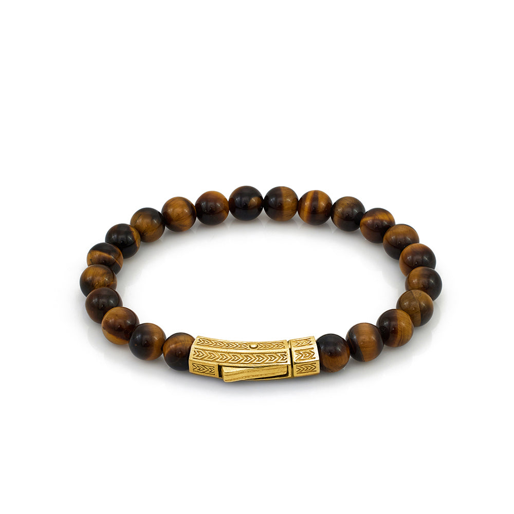Thick Tiger Eye Bracelet in Gold