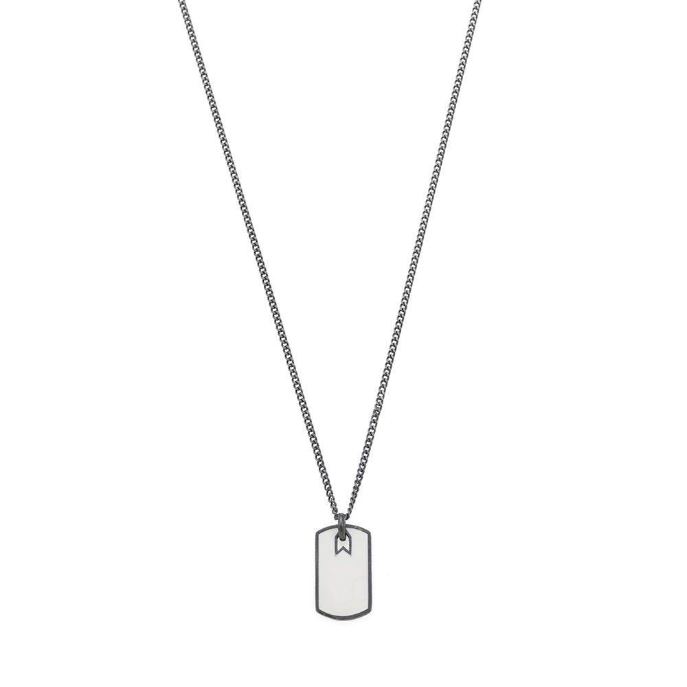 White Small Plate Necklace in Oxide