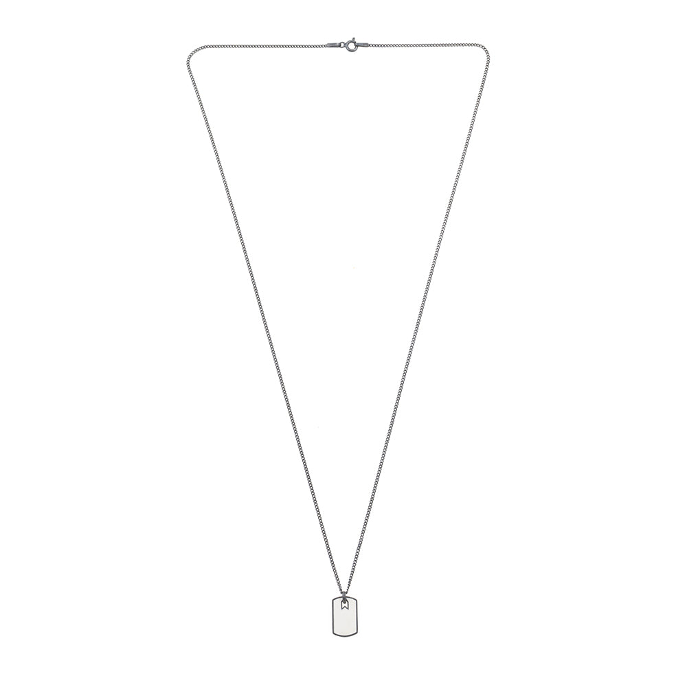 White Small Plate Necklace in Oxide