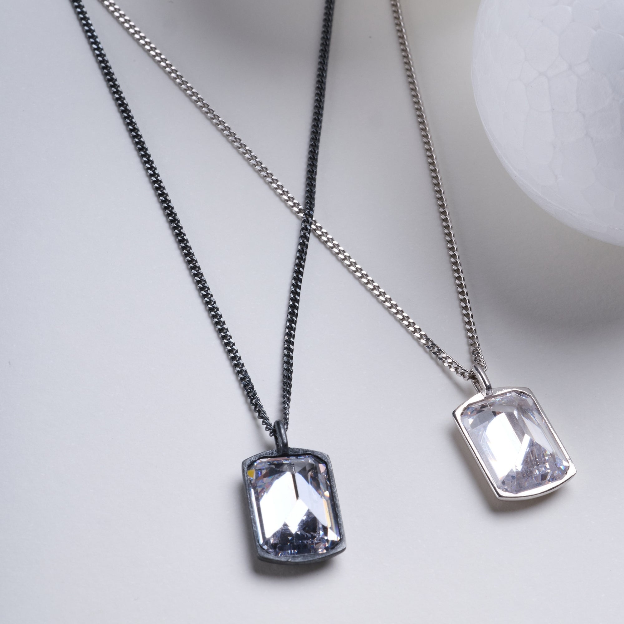 White Stone Necklace in Oxide