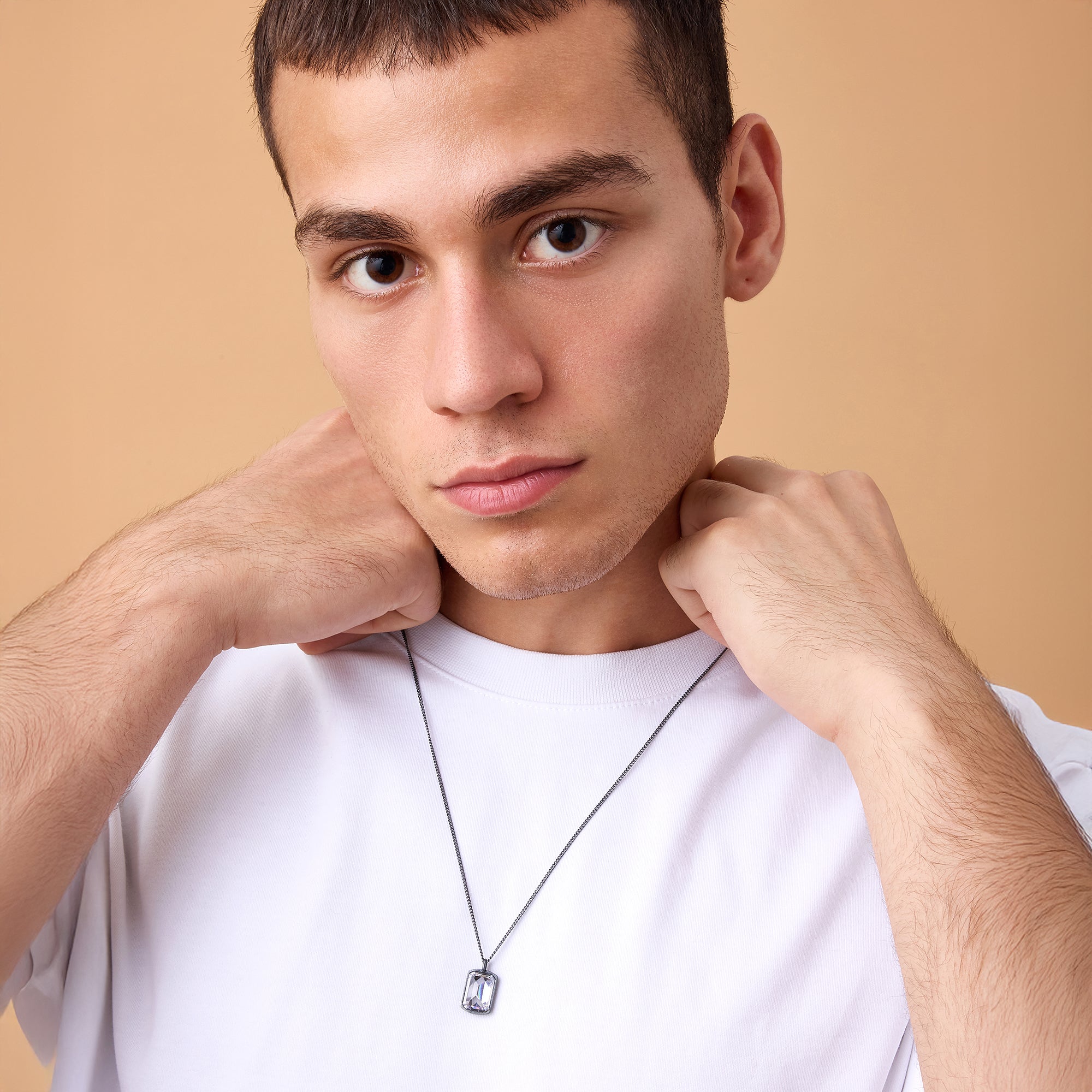 White Stone Necklace in Oxide