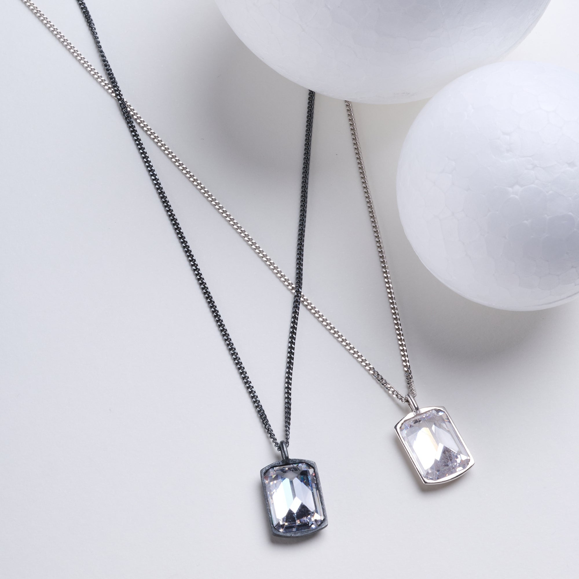 White Stone Necklace in Silver