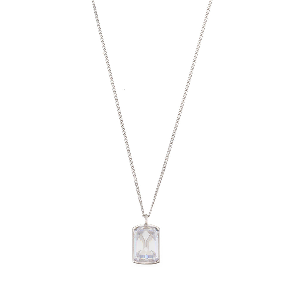 White Stone Necklace in Silver