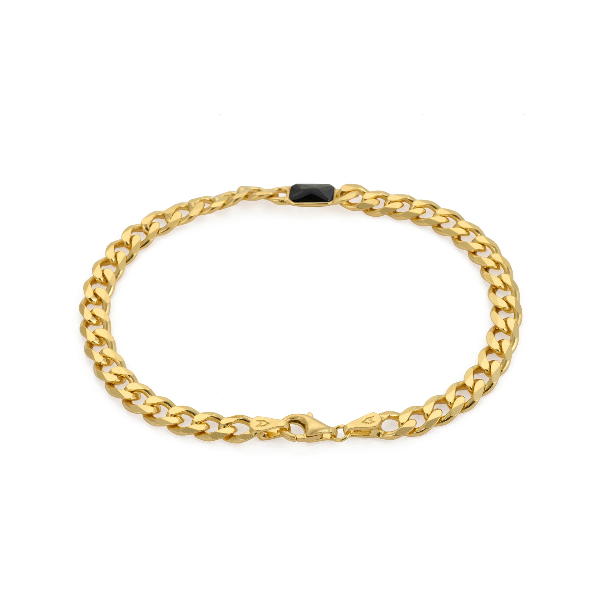 Black Baguette Bracelet in Gold