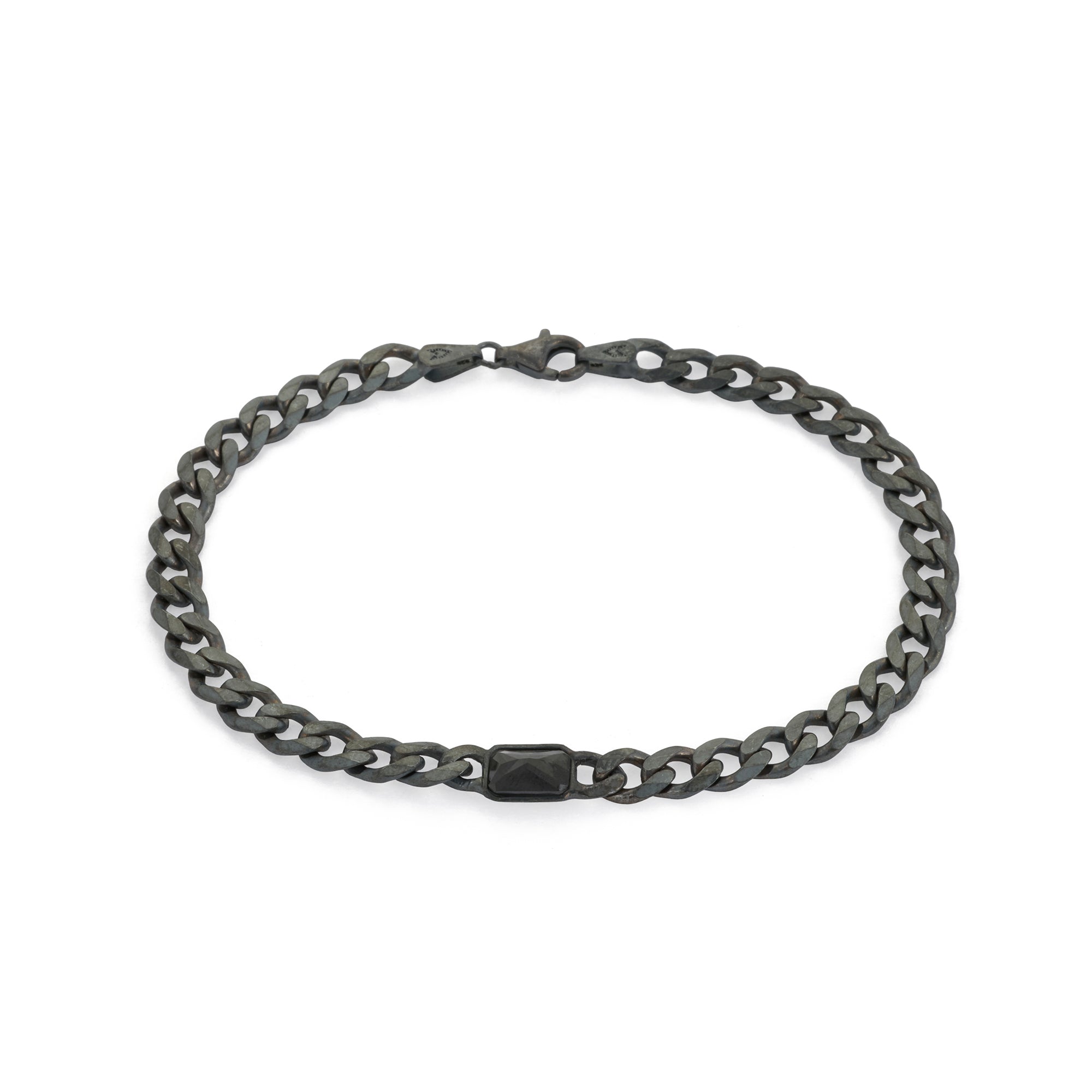 Black Baguette Bracelet in Oxide