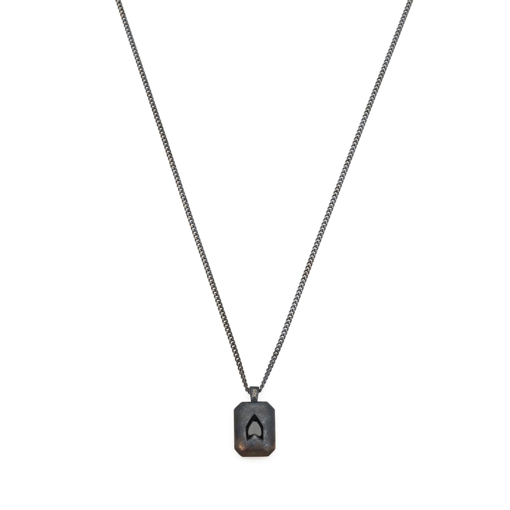 Black Baguette Necklace in Oxide