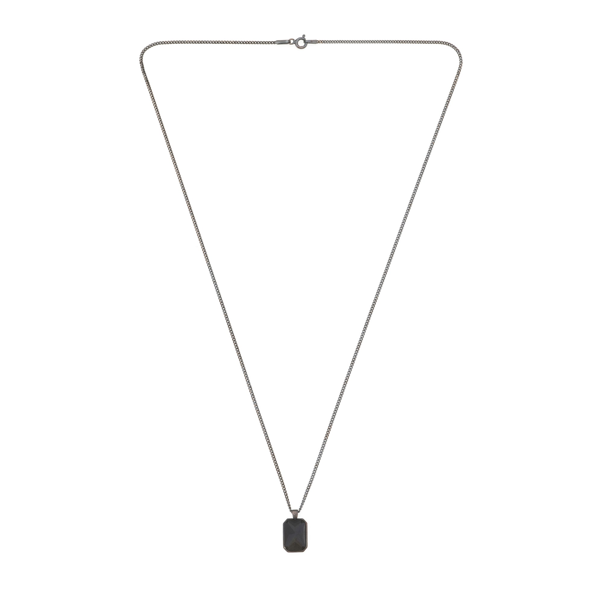 Black Baguette Necklace in Oxide