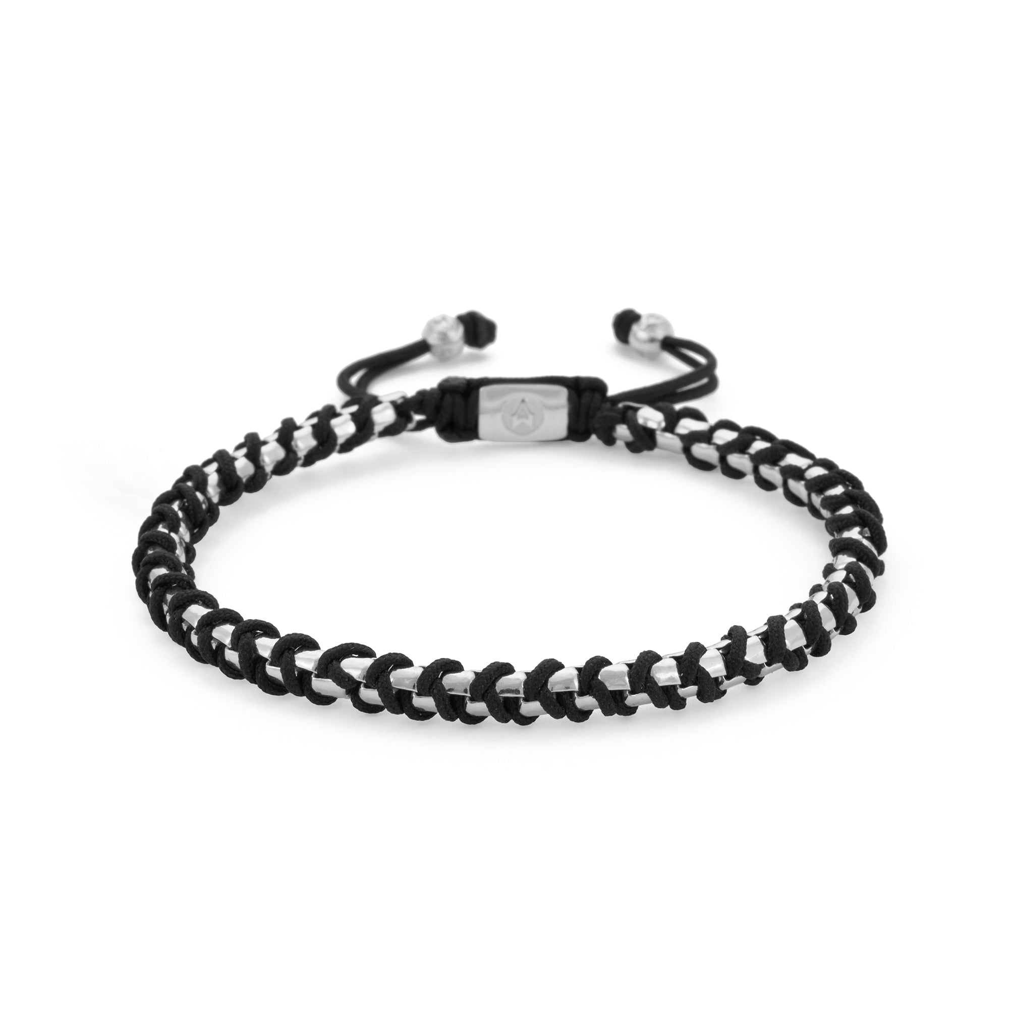 Box Chain Macrame Bracelet in Silver