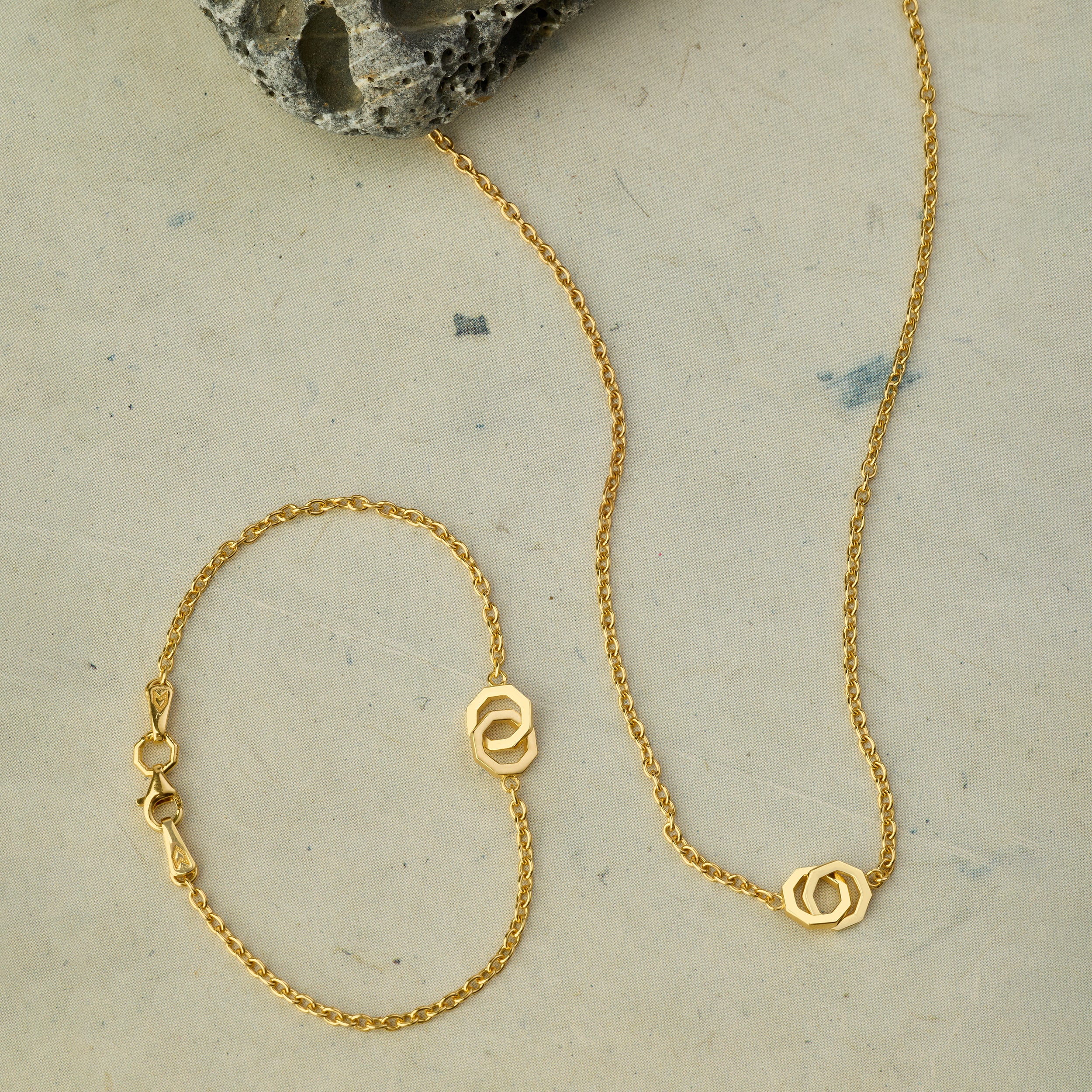 Couple Octagon Bracelet in Gold