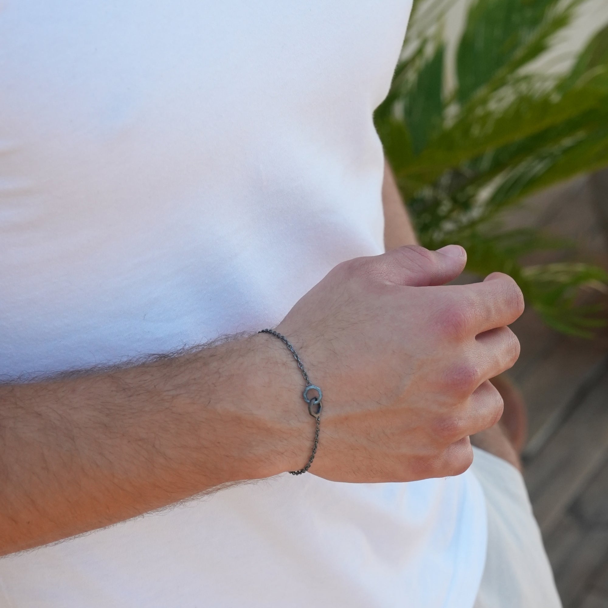 Couple Octagon Bracelet in Oxide