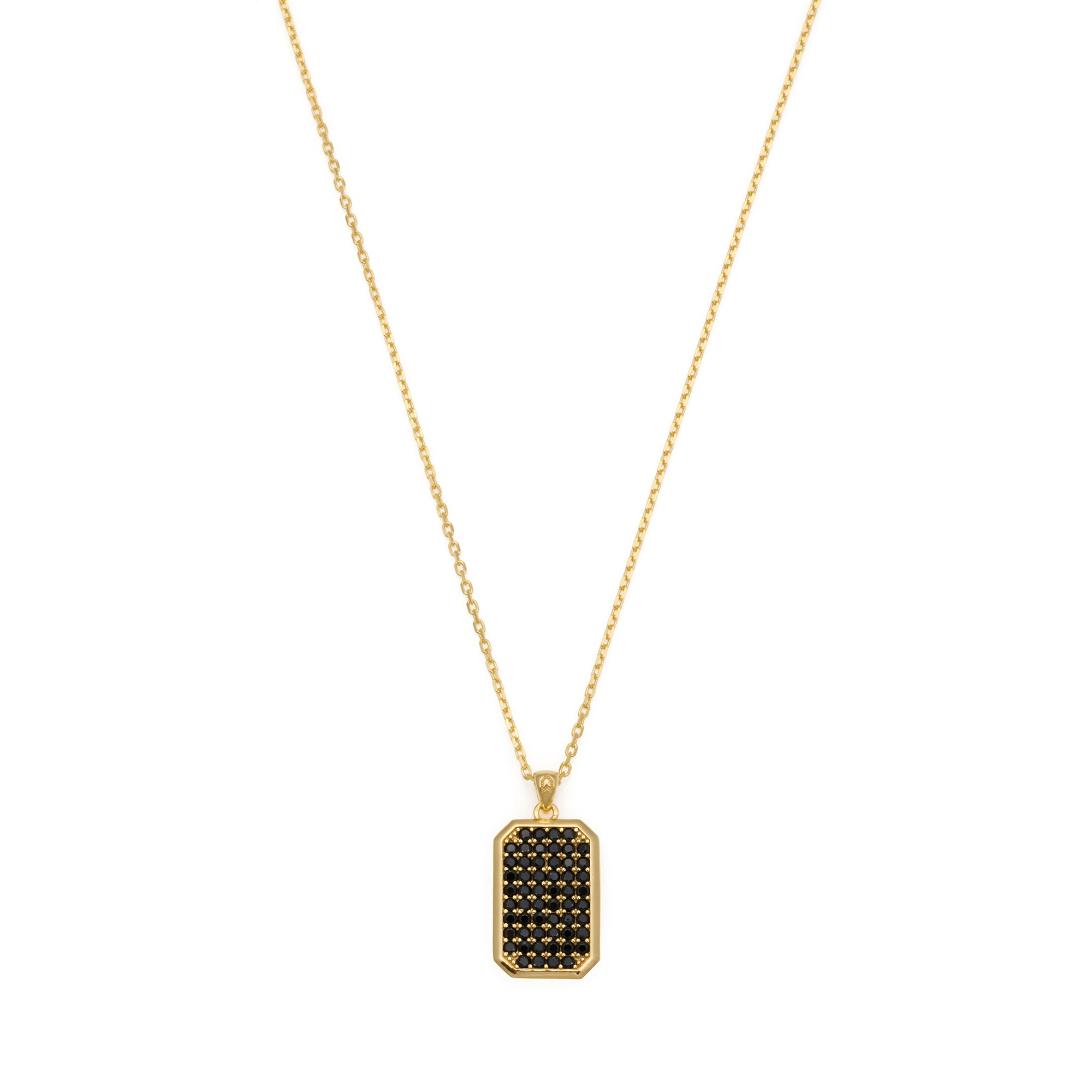 Octa Black Pave Necklace in Gold