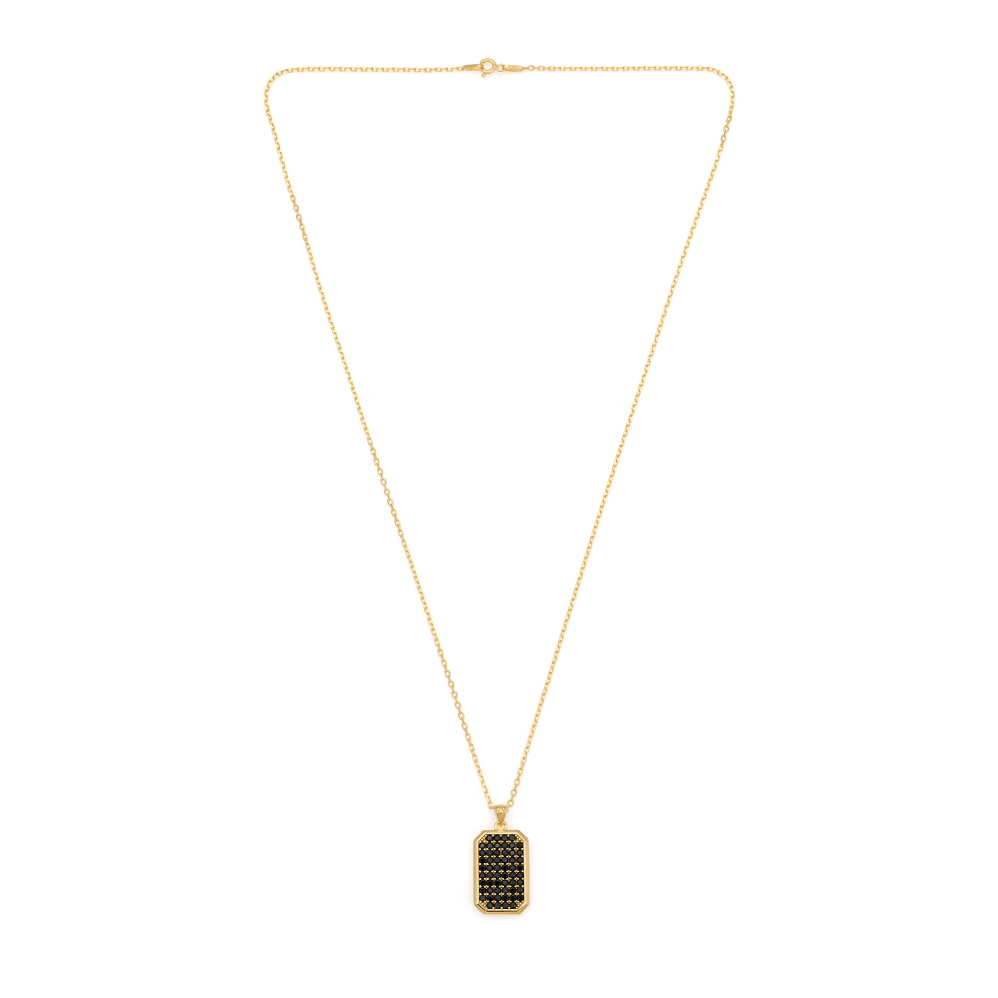 Octa Black Pave Necklace in Gold